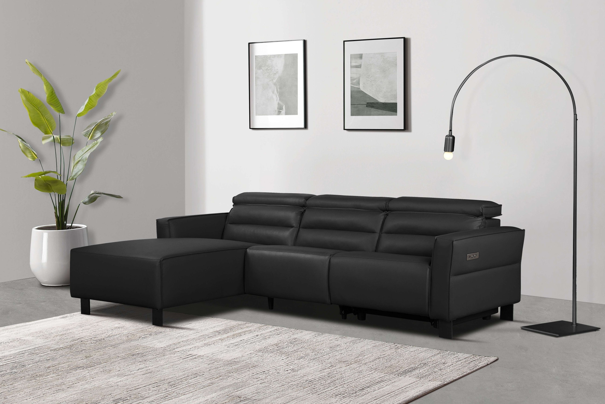 Places of Style Ecksofa »Carpari, L-Form, 263 cm, manuelle o. elektrische Relaxfunktion,«, USB A/C und Kopfteilverstellung