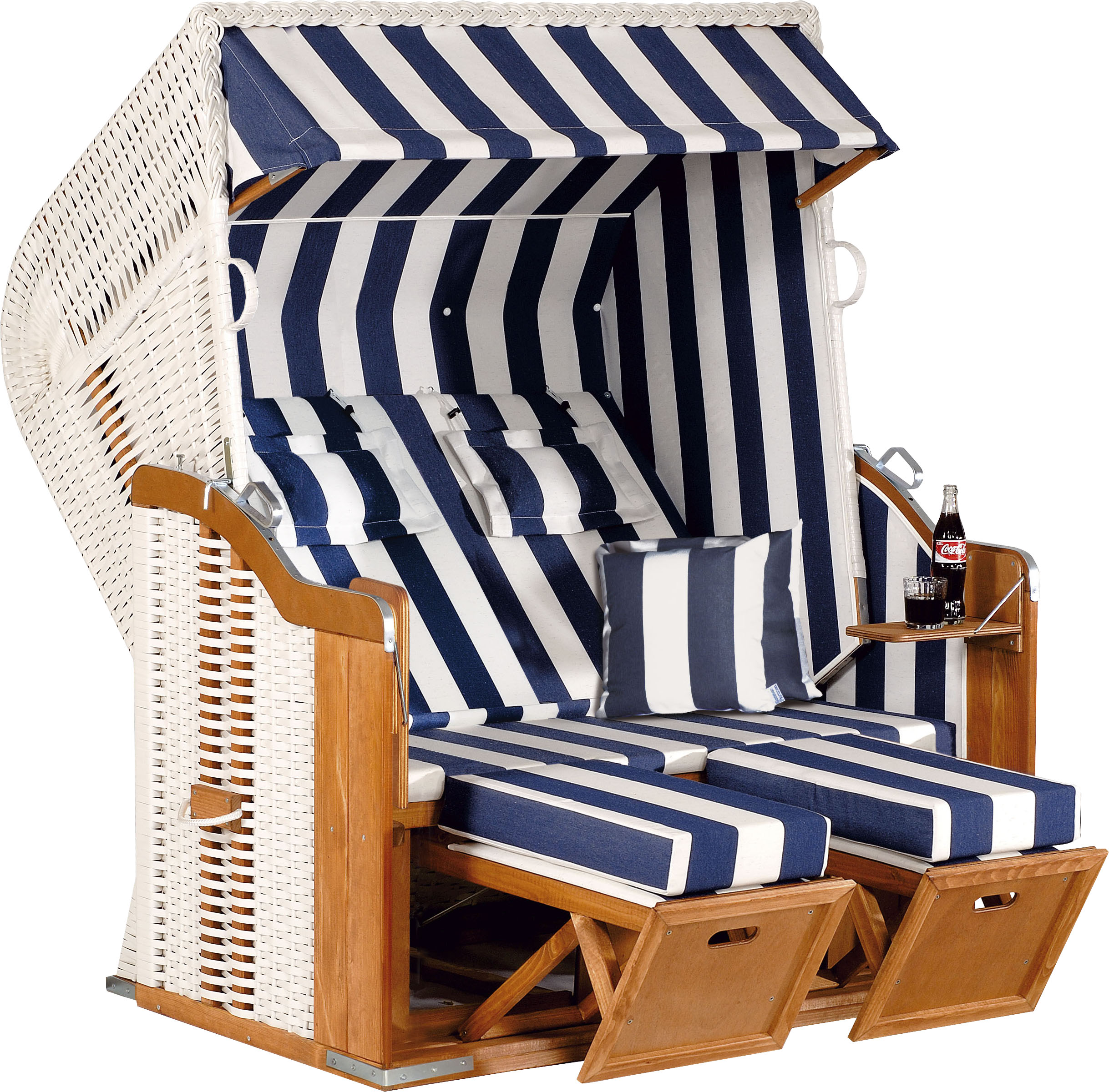 SunnySmart Strandkorb "Rustikal 250 Plus XL" 2 XL-Sitzer, komplett montiert, Oberkorb in einem Stück geflochten