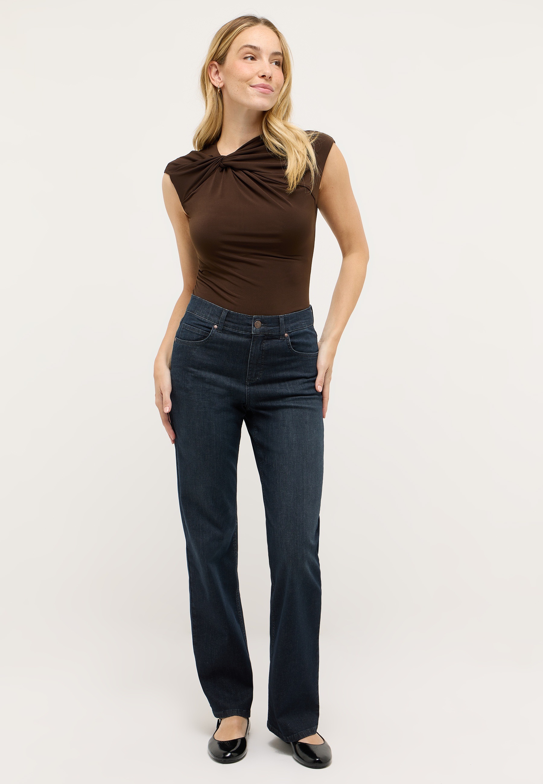 Straight-Jeans ANGELS "Lara", Herren, Gr. 44, Länge 28, rinse night blau used, Denim/Jeans, Obermaterial: 89% Baumwolle, 8% Polyester, 3% Elasthan, Jeans Straight-Jeans, Wide Leg 3