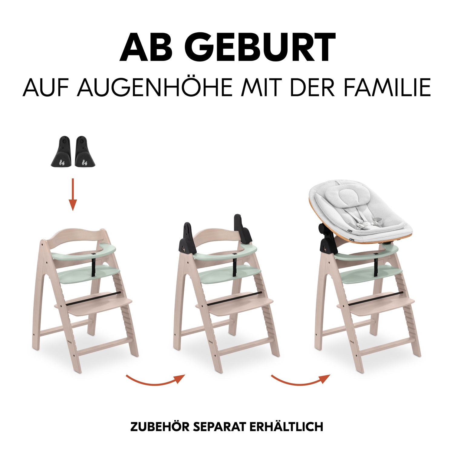 Hauck Hochstuhl »Arketa, Beech Whitewashed Mint«, mitwachsend; FSC® - schützt Wald - weltweit