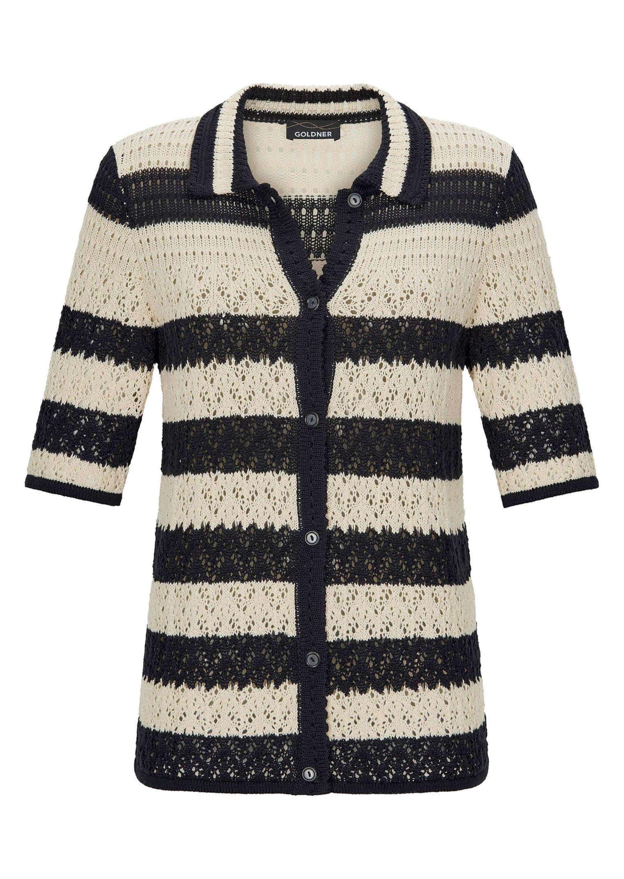 GOLDNER Strickjacke "Ajourjacke in maritimen Look" Ajourstrick mit Ringel günstig online kaufen