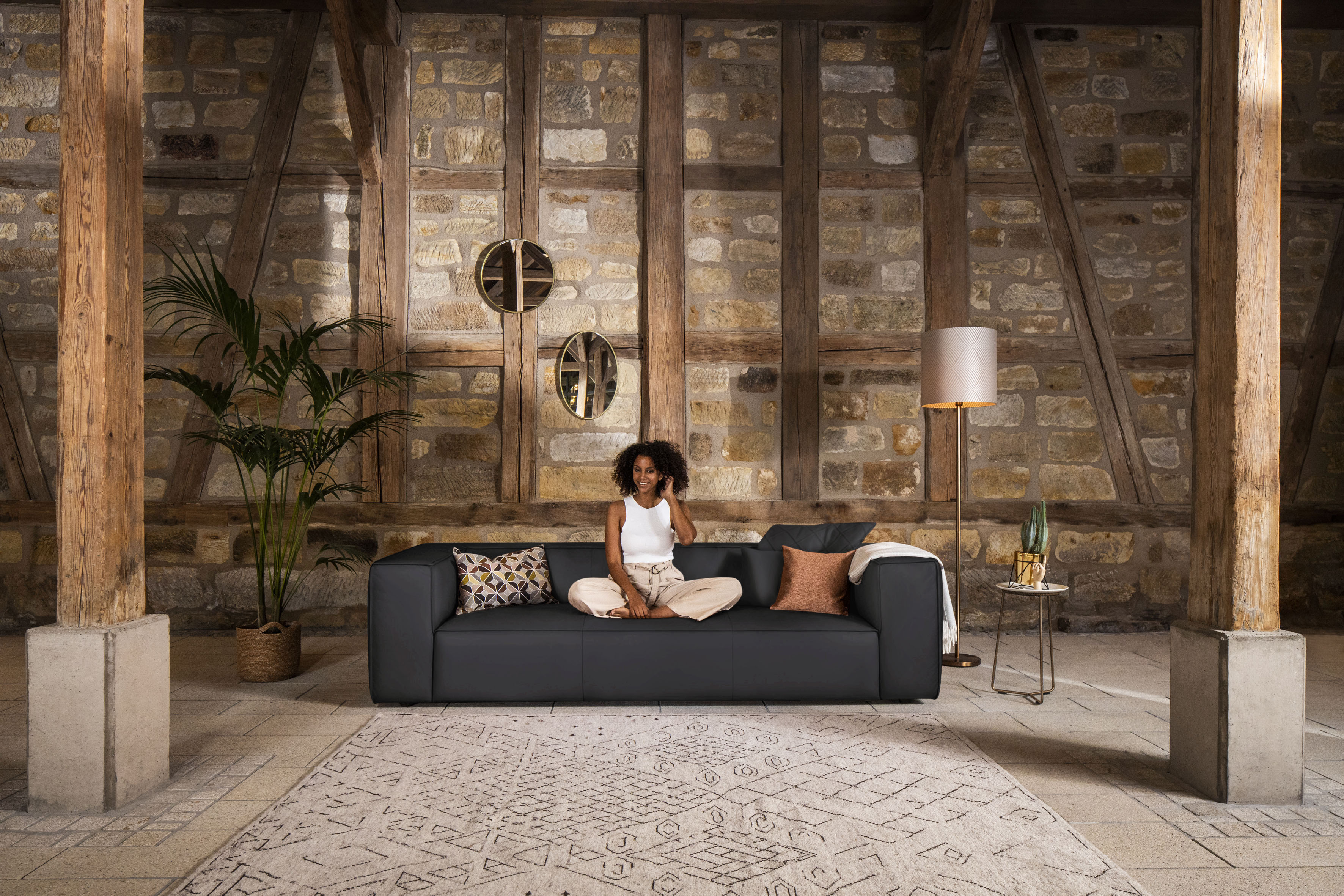 W.SCHILLIG 3-Sitzer "around-the-block Mega Sofa mit tollem Sitzkomfort, Breite 260cm" mit eleganter Biese, mit Federkern