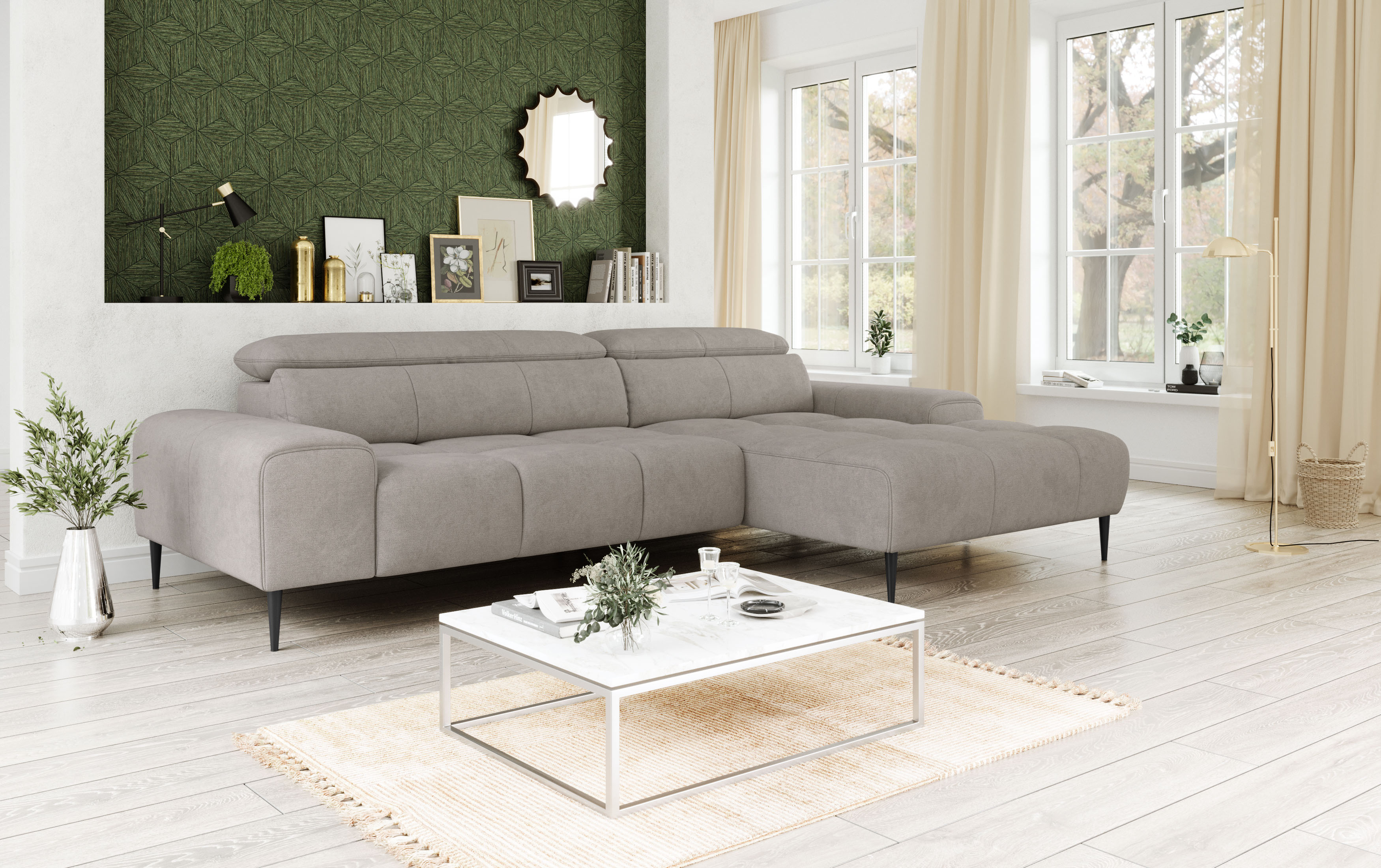 OTTO home Ecksofa "Theo L-Form, B: 290 cm" mit Kopfteilverstellung, optional Sitztiefenverstellung