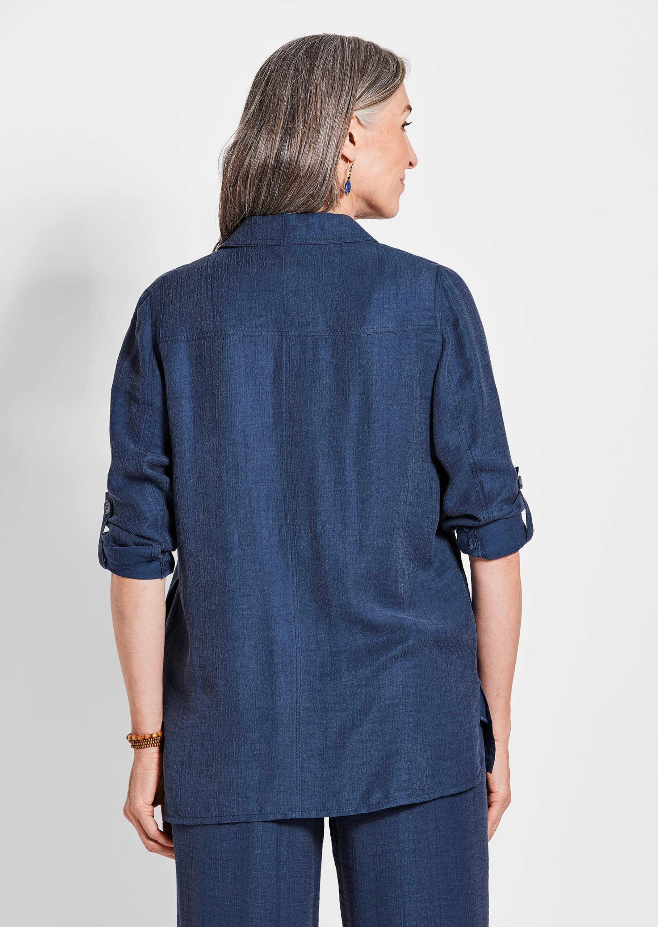 GOLDNER Hemdbluse »Kurzgröße Viskose Hemdjacke Langarm«