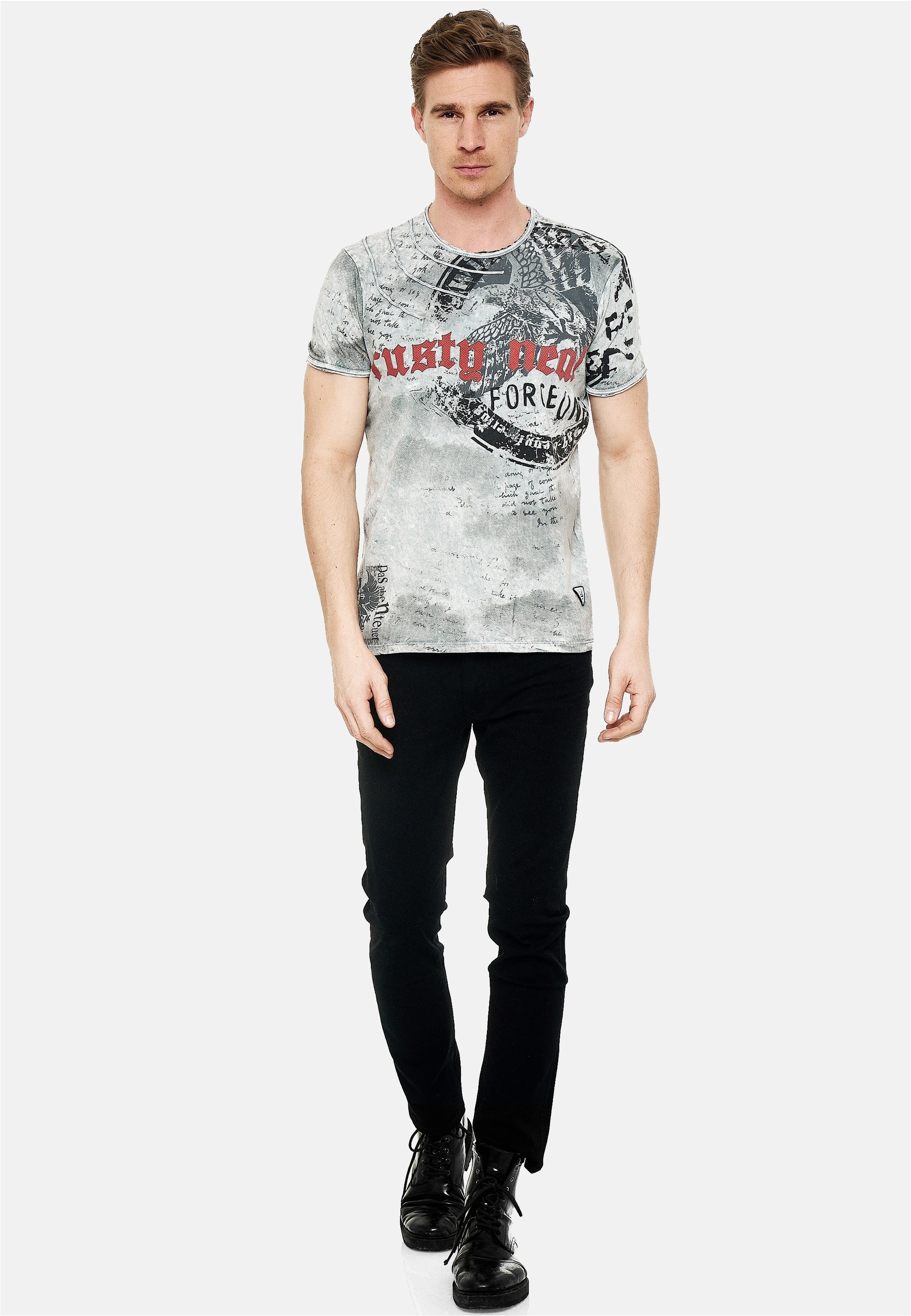 Rusty Neal T-Shirt mit eindrucksvollem Print