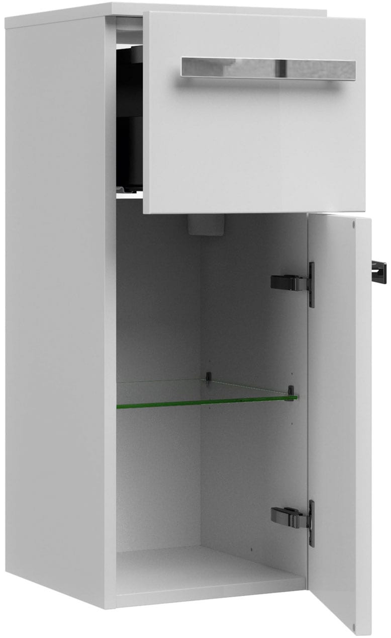 Saphir Badmöbel-Set »Serie 4005, vormontiert, Glaswaschbecken, Spiegelschrank«, (Set, 5 St.), Badezimmer Set 92 cm breit, inkl. Türdämpfer, 3 Türen, 2 Schubladen