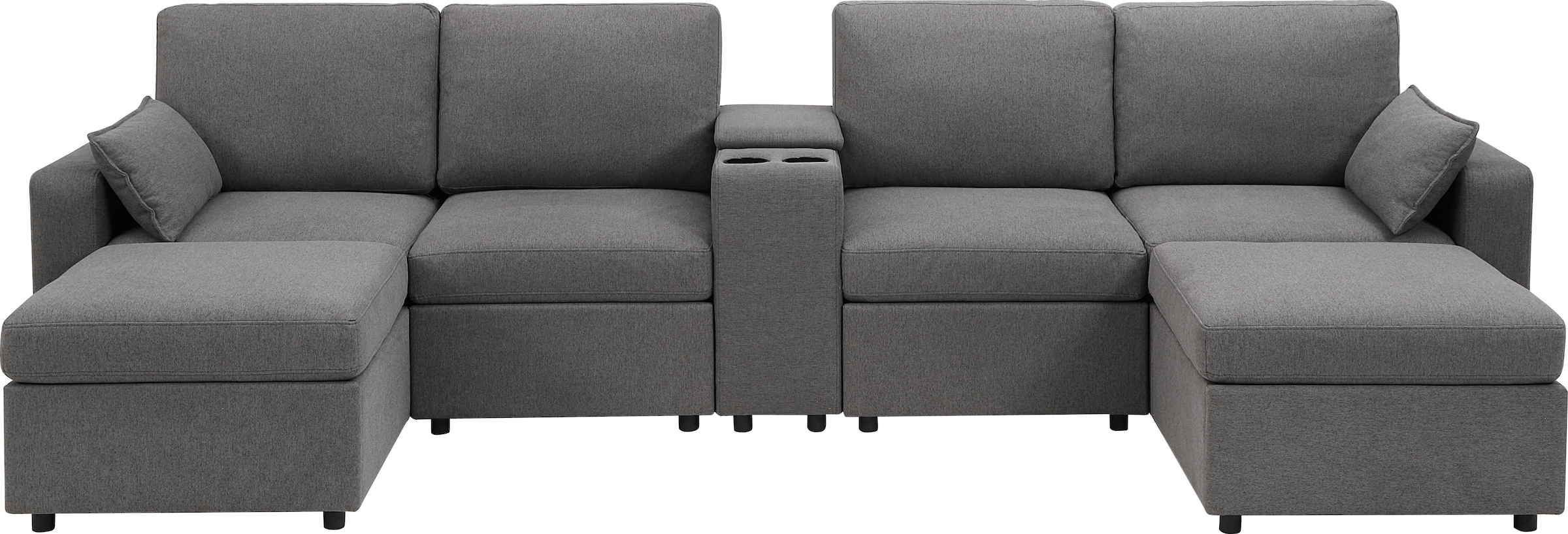 OTTO home Wohnlandschaft »Ulrik, U-Form, Breite: 315cm« mit Stauraum unter den Sitzen, inkl Stauraumkonsole mit Becherhaltern