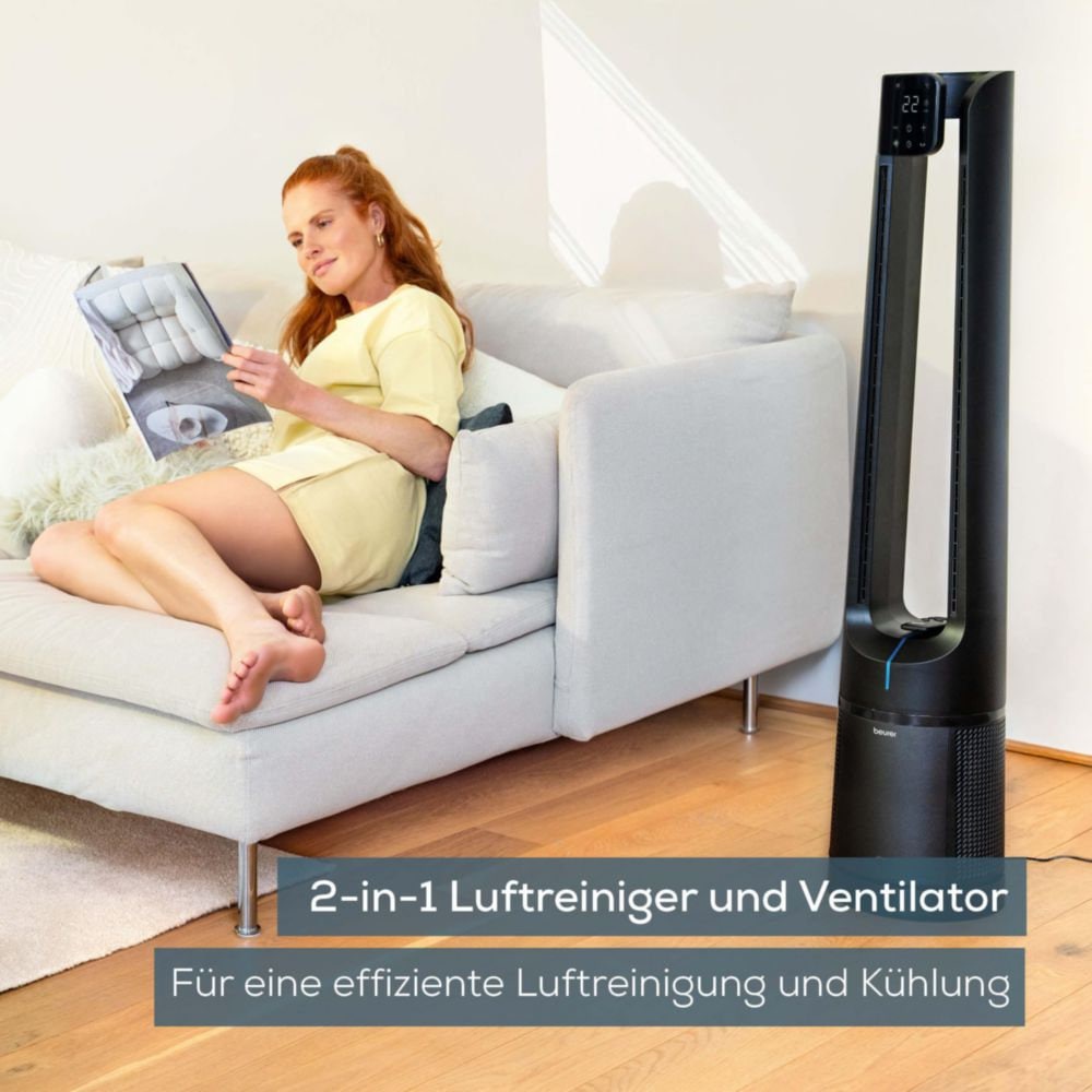 BEURER Ventilatorkombigerät »LV 500, 2-in-1 Luftreiniger & Ventilator für frische, kühle Luft«, Mit 3-schichtigem Filtersystem & kraftvollem Luftstrom, 5 Programme