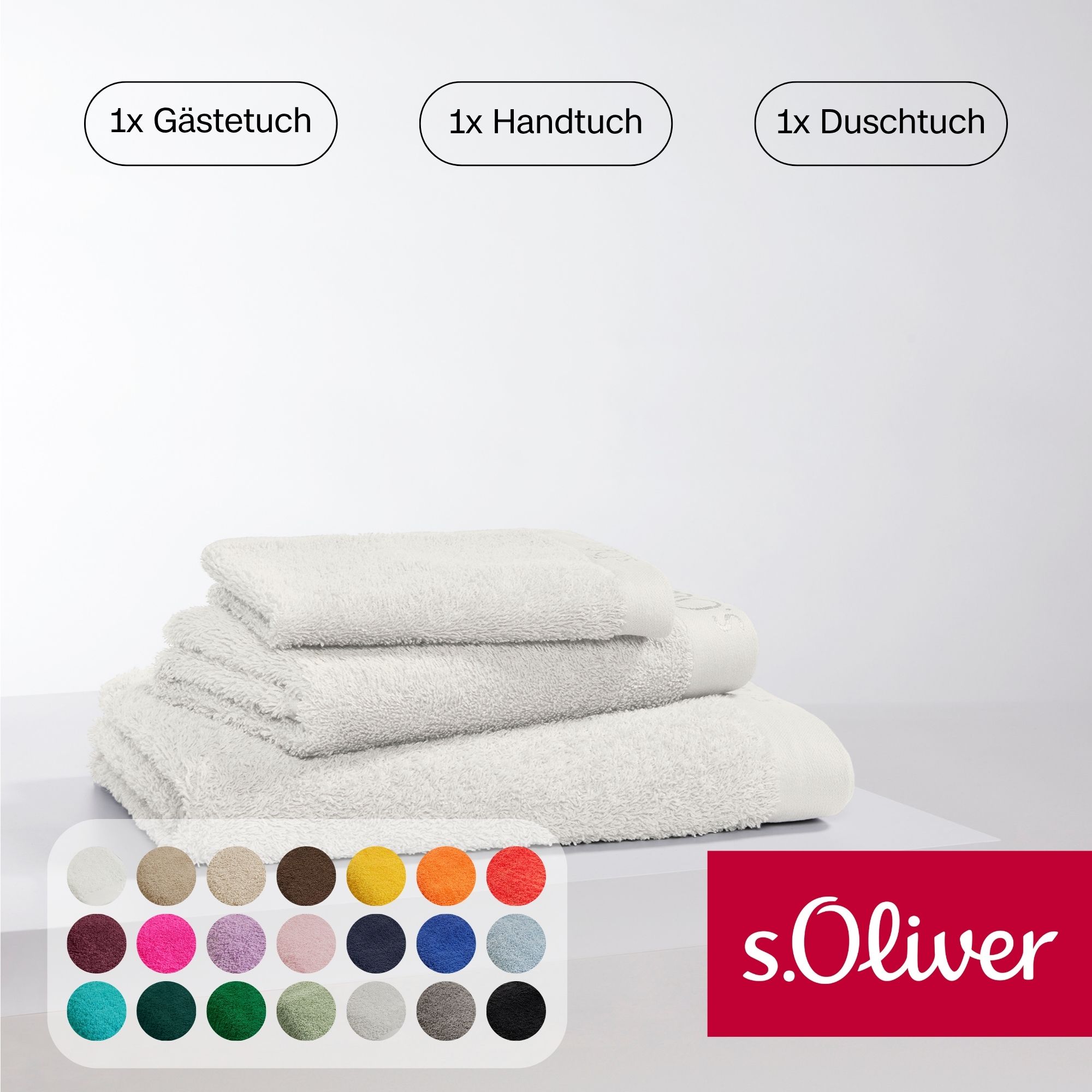 s.Oliver Handtuch Set "s.Oliver, Premium Qualität, 600 gr/m²," Set 3 Stk. Walkfrottier 1 Gästetuch 30x50 cm, 1 Handtuch 50x100 cm, 1 Duschtuch 70x140 cm