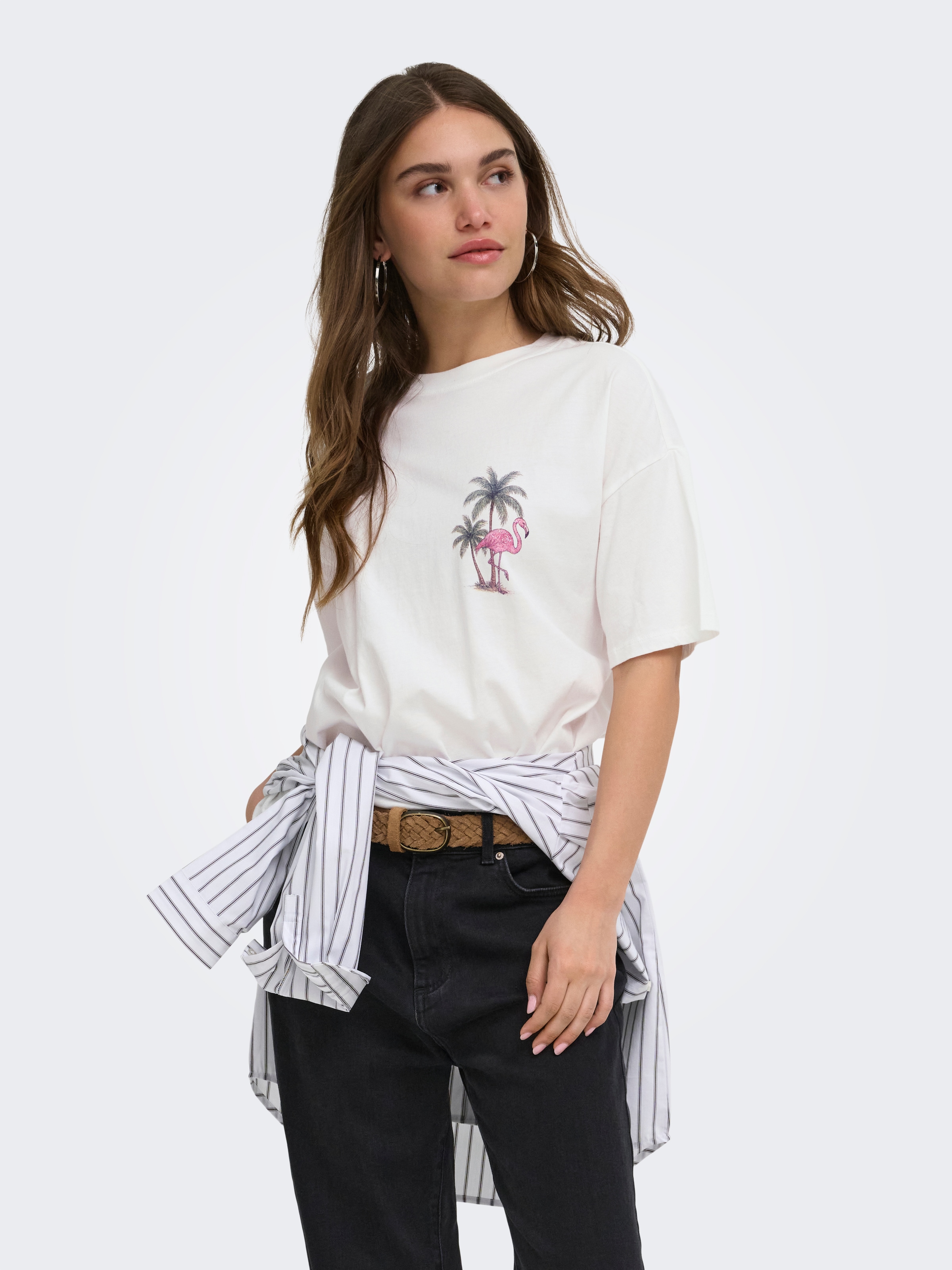 ONLY Kurzarmshirt "ONLLUCY BOXY S/S TOP JRS" Baumwolle, Rundhals
