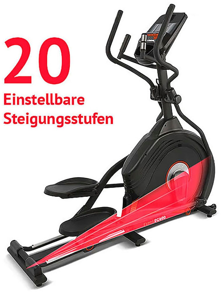 Fuel Fitness Crosstrainer »EC600 Crosstrainer mit Steigung«, 20 Stufen Steigung, 50,8 cm Schrittlänge, Pulsmessung, App‑kompatibel