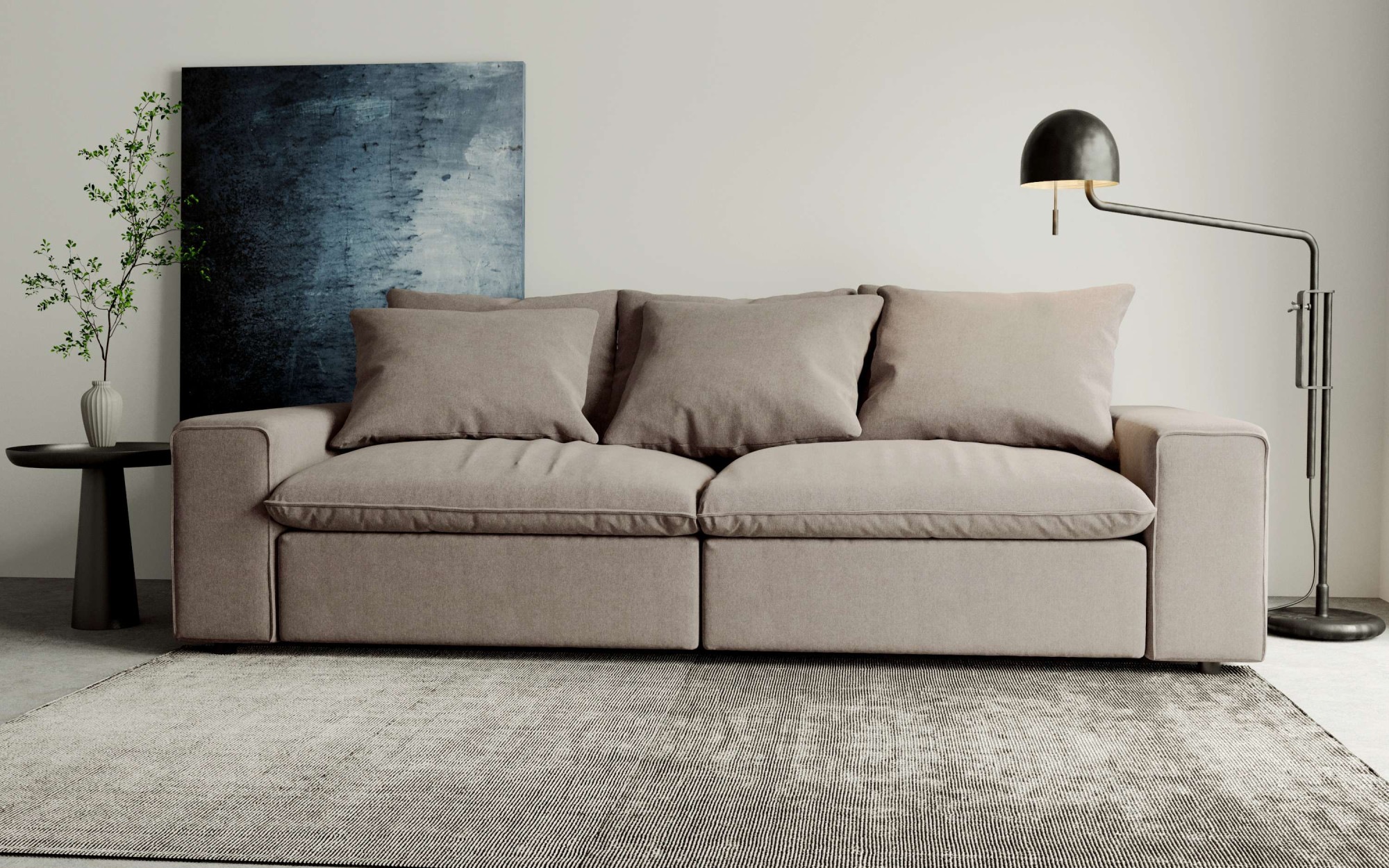 andas 3-Sitzer »Venslev«, Lounge-Sofa, mit extra tiefer Sitzfläche und losen Kissen