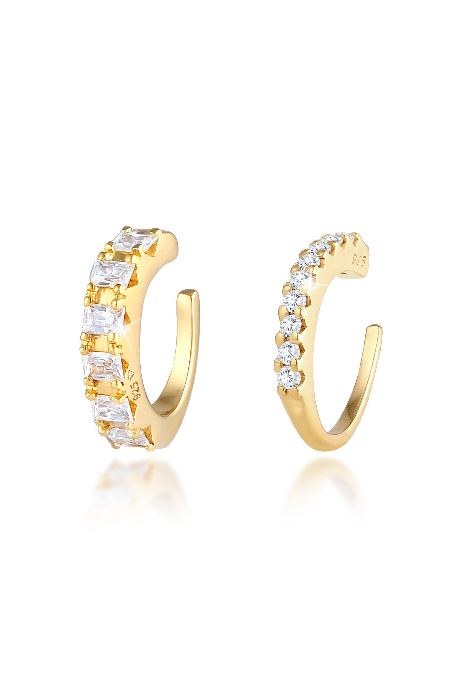 Elli Premium Paar Ohrklemmen »Ohrringe Single Earcuff Set Zirkonia (2 tlg) 925 Silber«