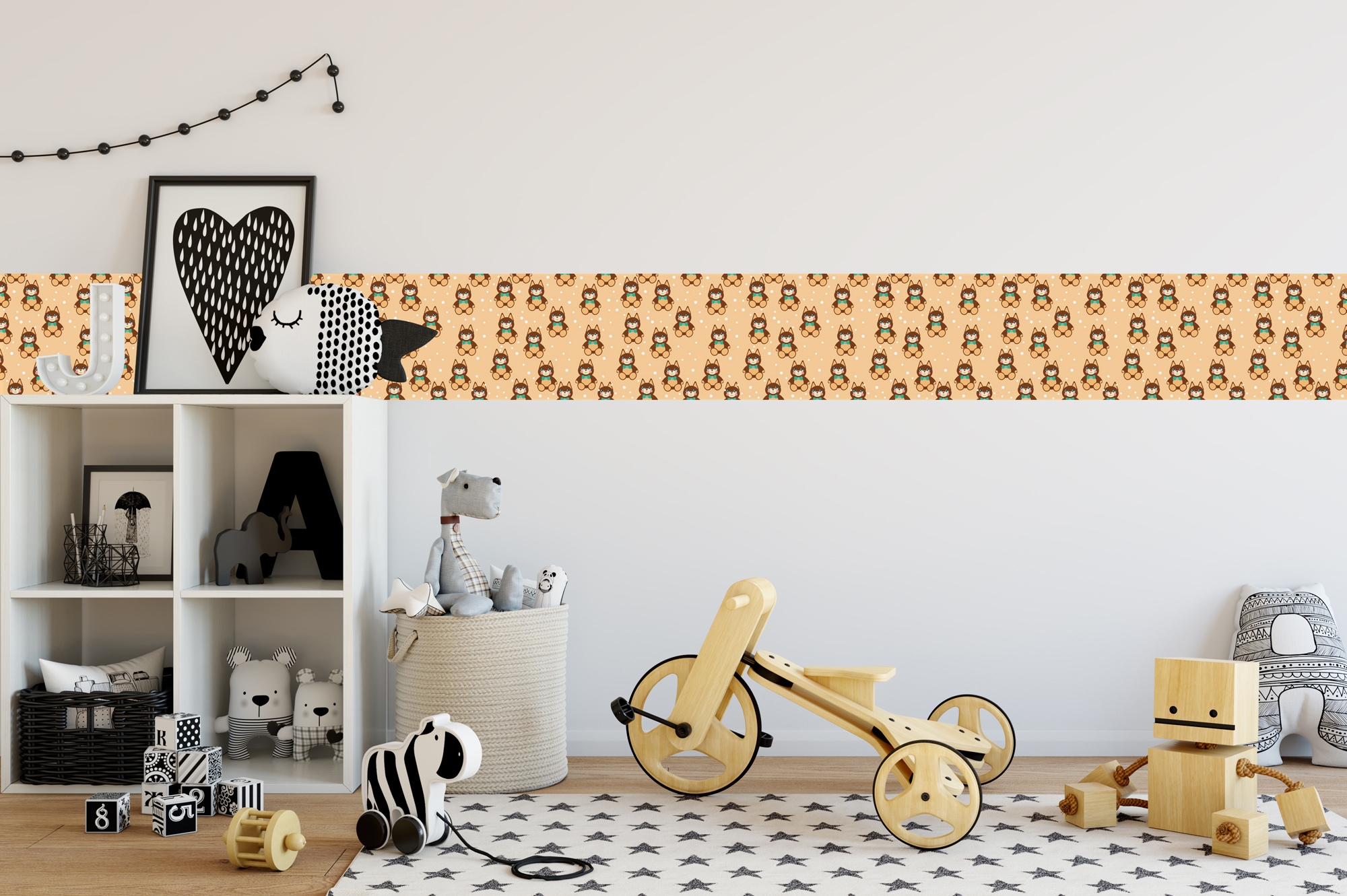 queence Bordüre »Die Bärenbande«, gemustert, 3er Set, selbstklebend, kinderleichte Anbringung, Sticker