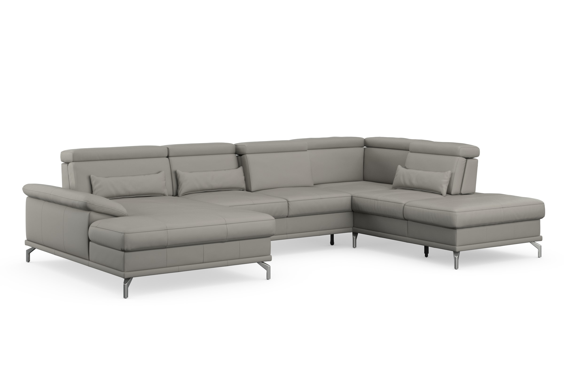 sit&more Wohnlandschaft »Cabrio U-Form, mit Sitztiefenverstellung, Arm- und Kopfteilverstellung«, 3 Nierenkissen, Federkern, optional Bettfunktion und Stauraum