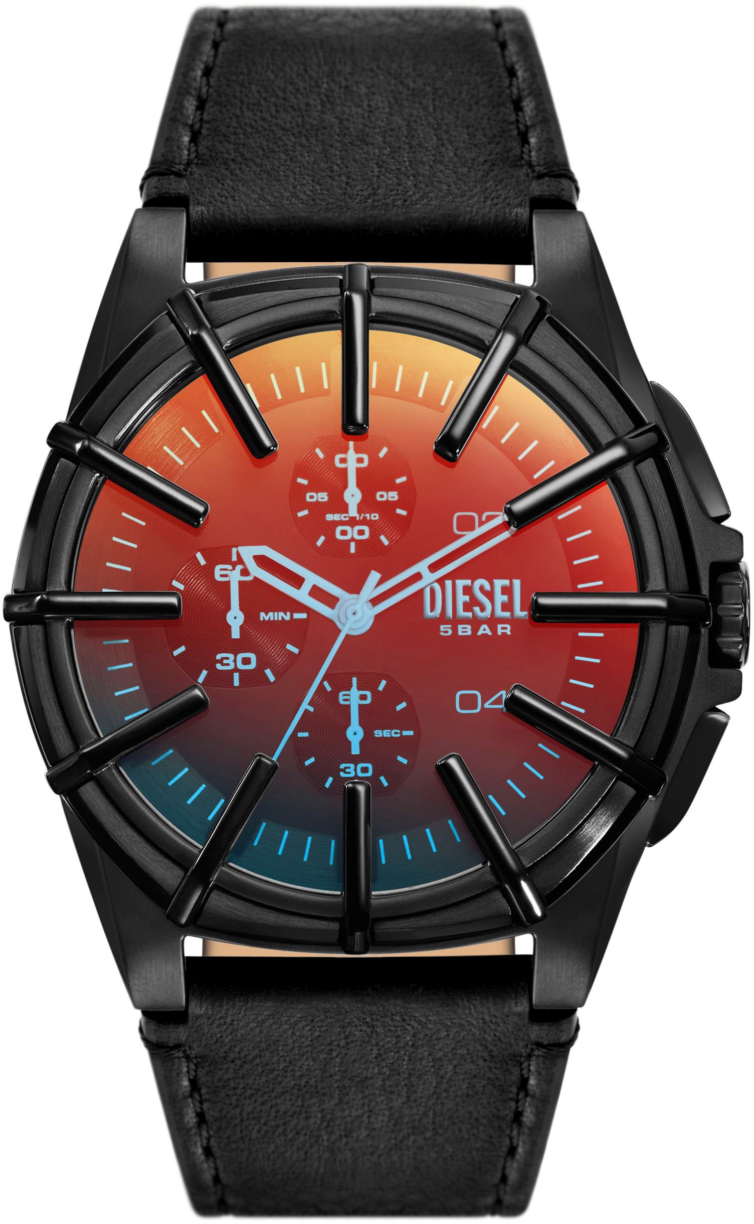 Diesel Chronograph »FRAMED«, Quarzuhr, Armbanduhr, Herrenuhr, Stoppfunktion, Lederarmband