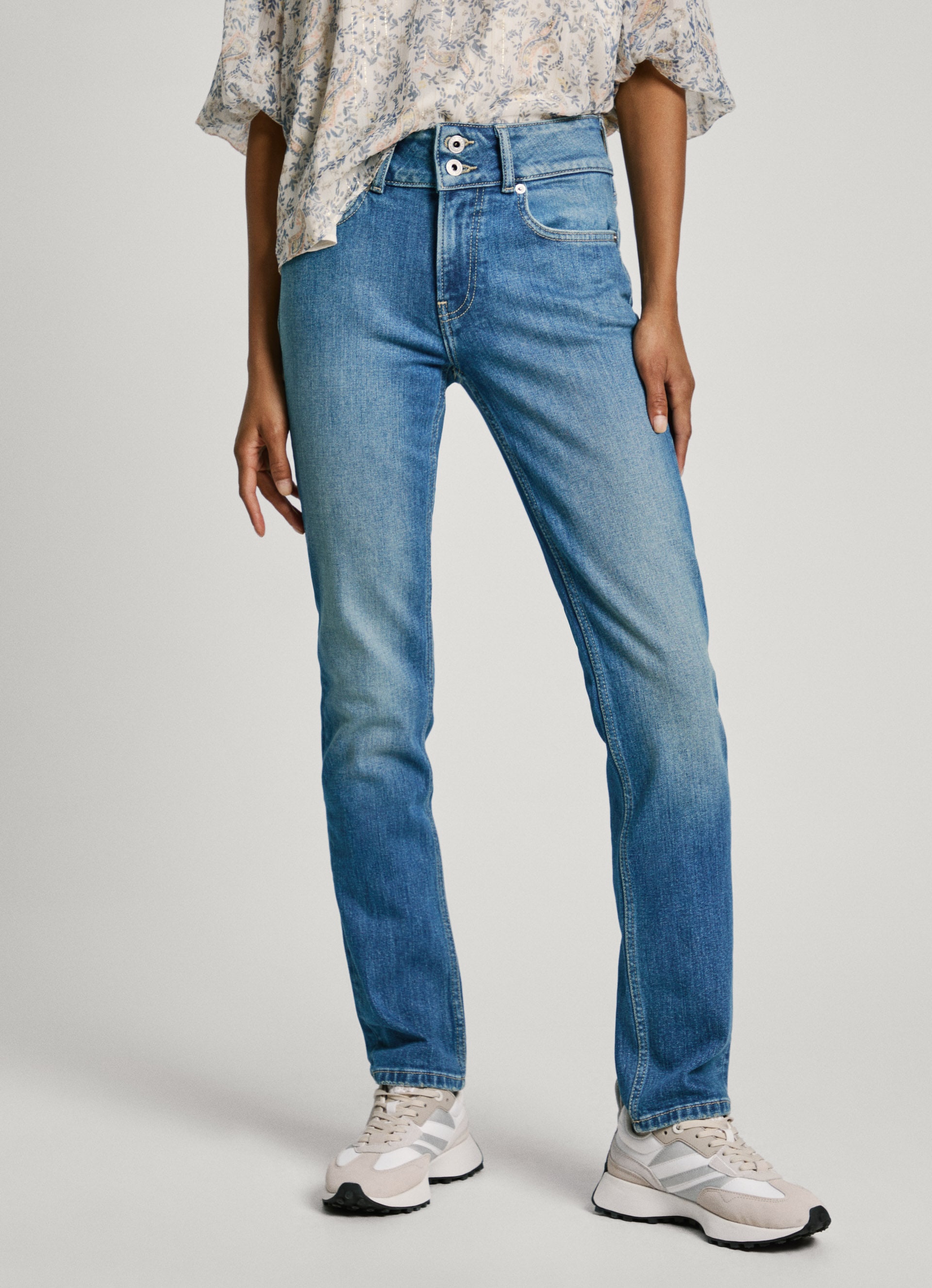 Pepe Jeans Slim-fit-Jeans "SLIM JEANS MW", mit extrabreitem Bund mit Doppelknopf-Verschluss