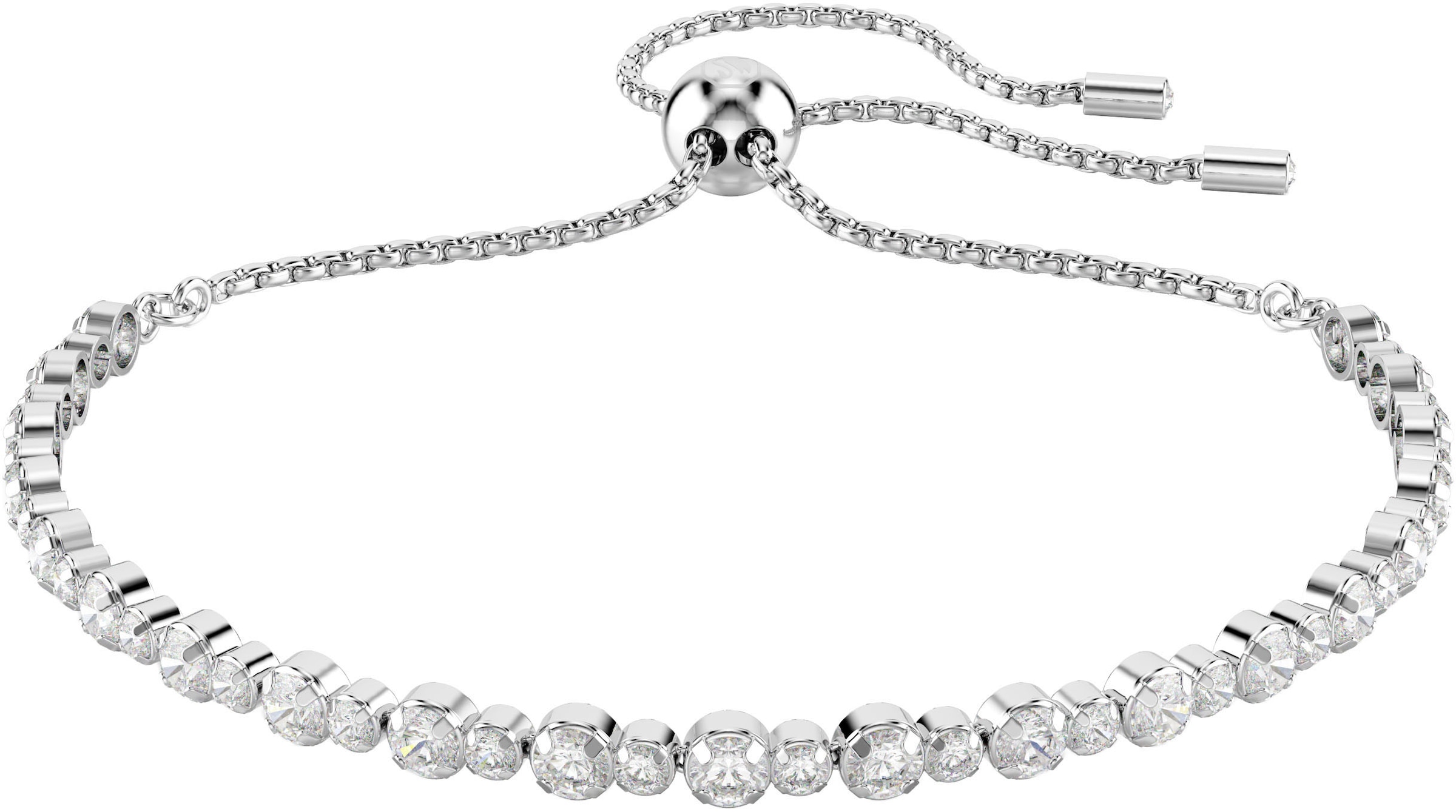 Armband SWAROVSKI "Schmuck Geschenk Matrix Tennis Armkette", silber (metallfarben, kristallweiß, kristallweiß), Armbänder, Damen, Metall, Armband, mit Swarovski Kristall 3