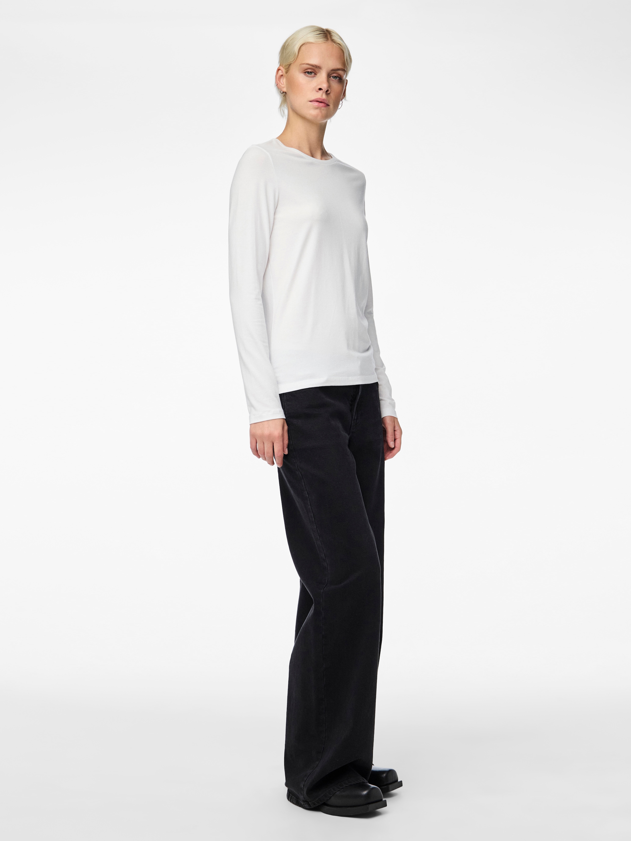pieces Langarmshirt »PCSIRENE LS TEE JRS NOOS« Baumwollmischung, slim fit