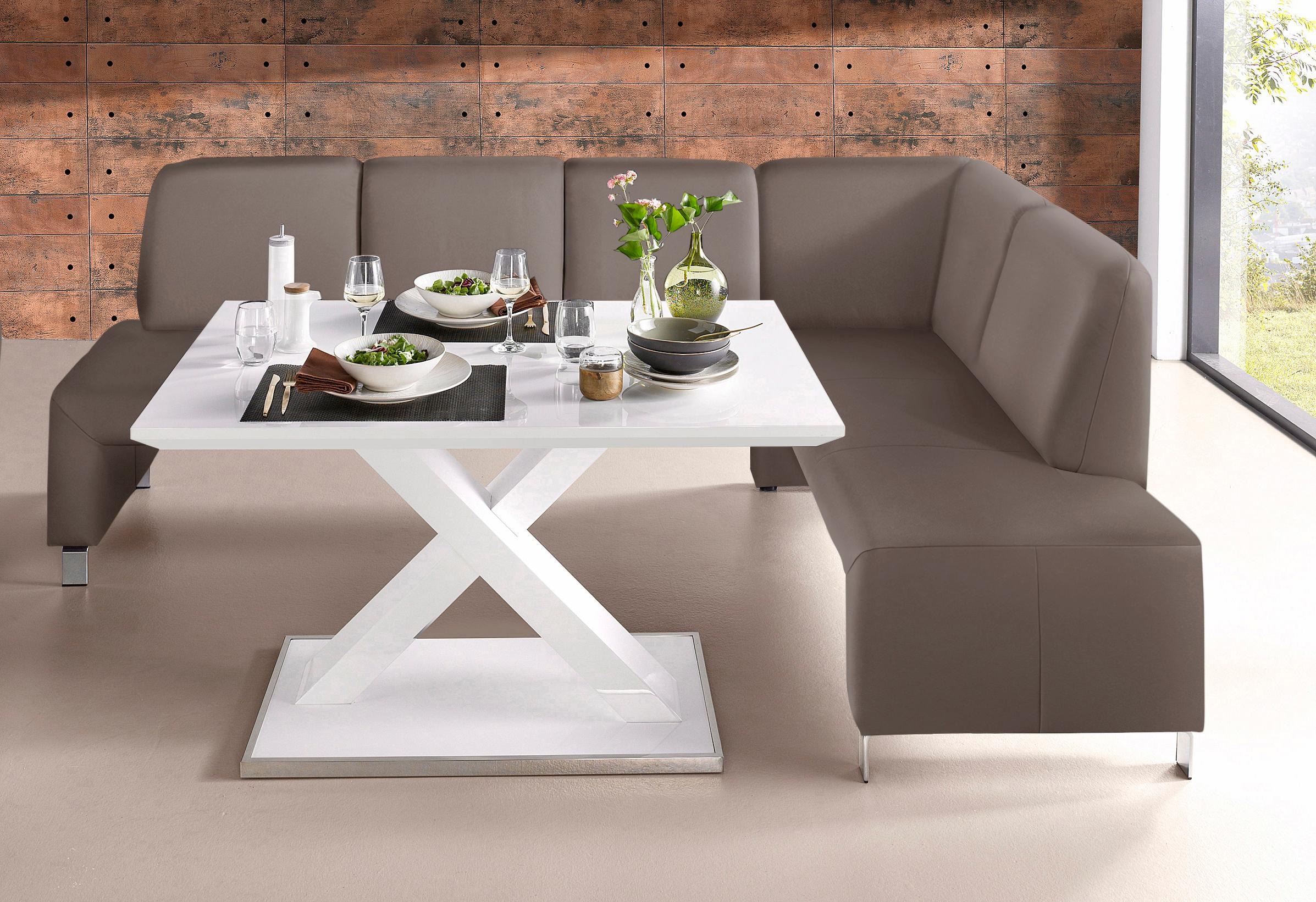 exxpo - sofa fashion Eckbank "Intenso, viele Bezugsstoffe Cord, Struktur 243/158 cm (B/T)" hohe Bodenfreiheit, frei im Raum stellbar, hoher Sitzkomfort