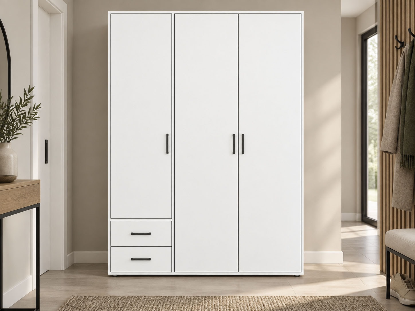 rauch Kleiderschrank »Schrank Schlafzimmerschrank Garderobe Stauraum Wäscheschrank VOYAGER« moderne Griffvariante, Außenschubladen, viel Stauraum MADE IN GERMANY