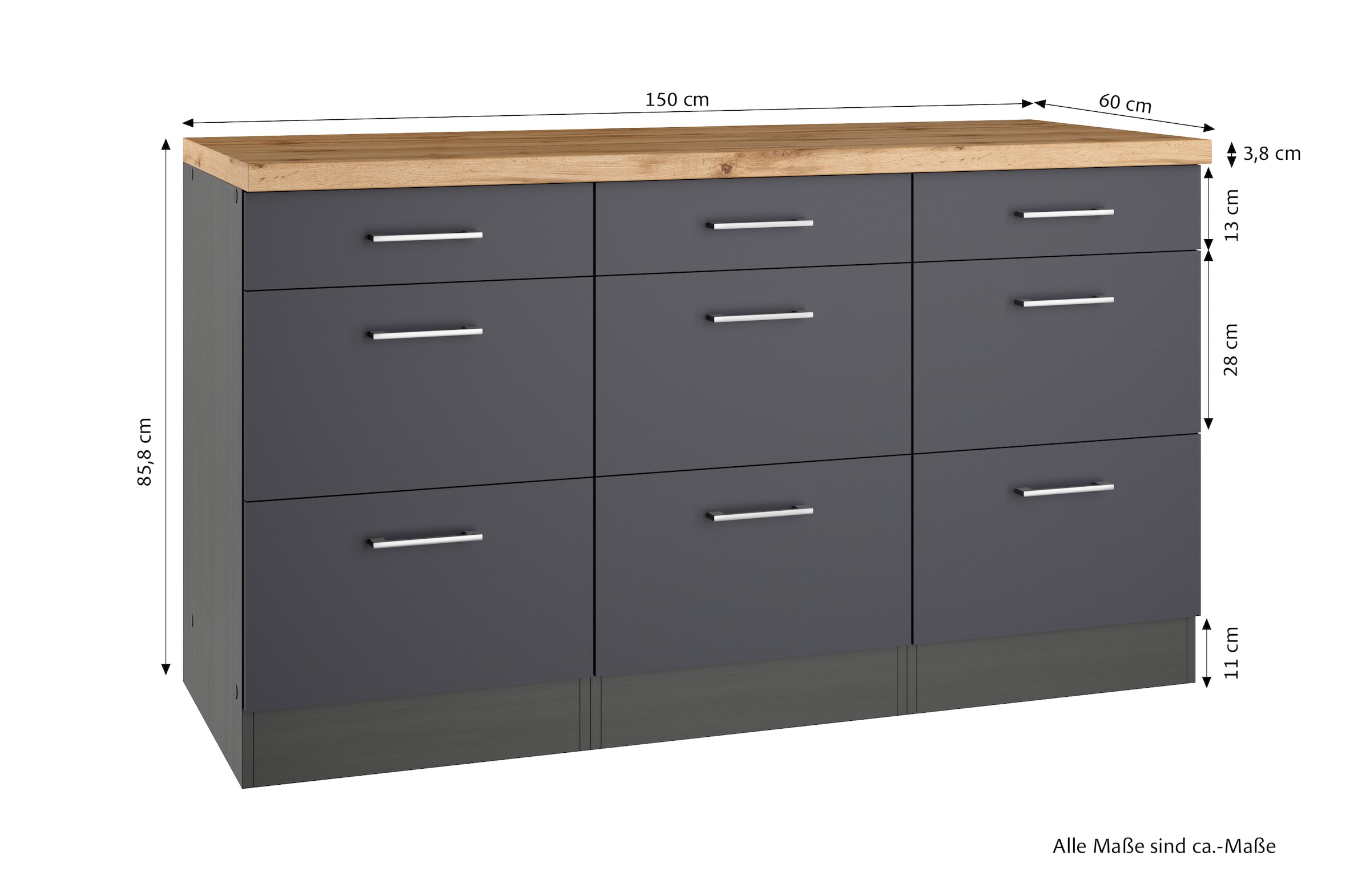 KOCHSTATION Unterschrank »KS-Milan«, HELD Möbel,Auszugschrank 150 cm, matte oder hochglänzende Fronten