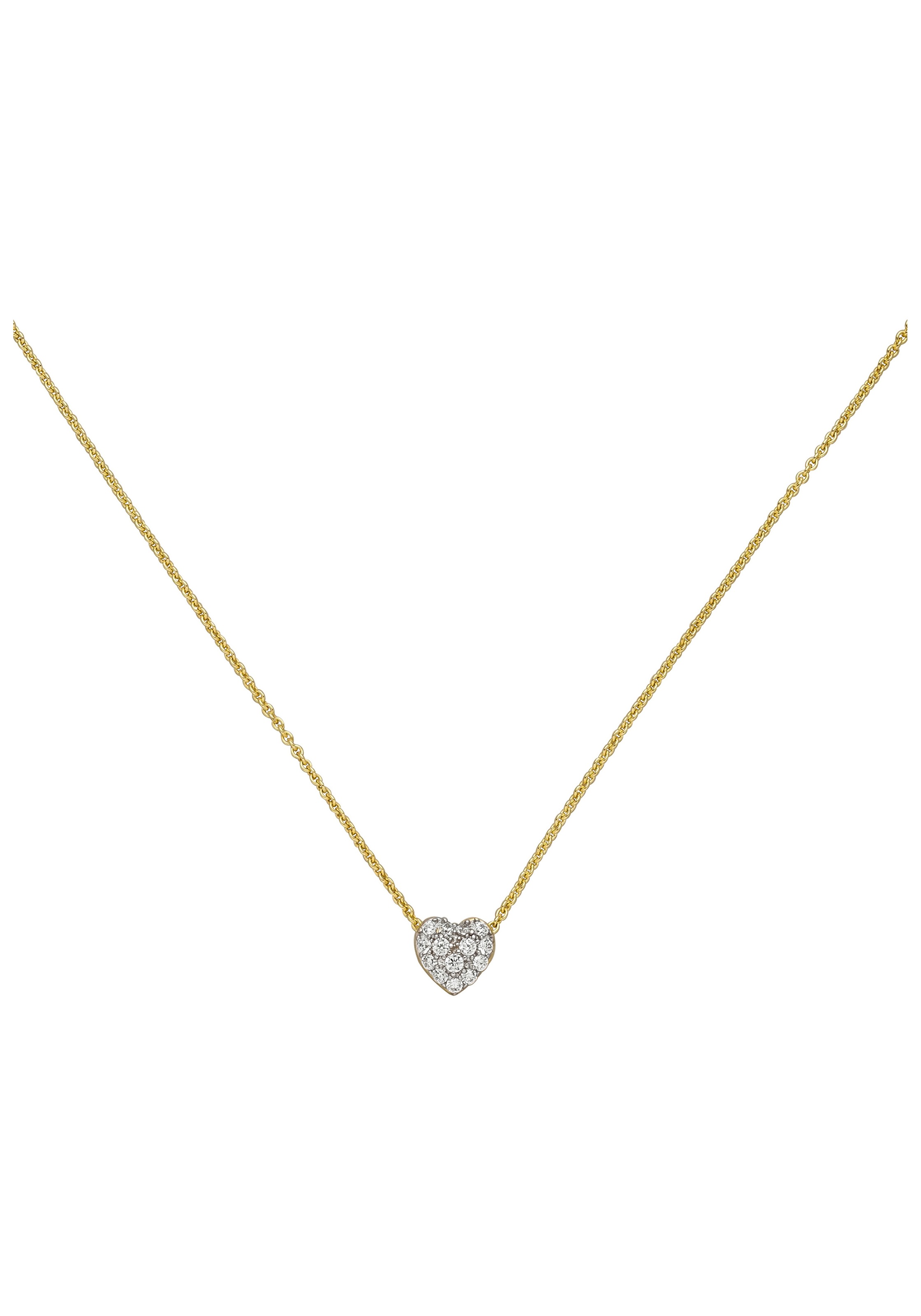 JOBO Collierkettchen »Herz«, 375 Gold bicolor mit Zirkonia