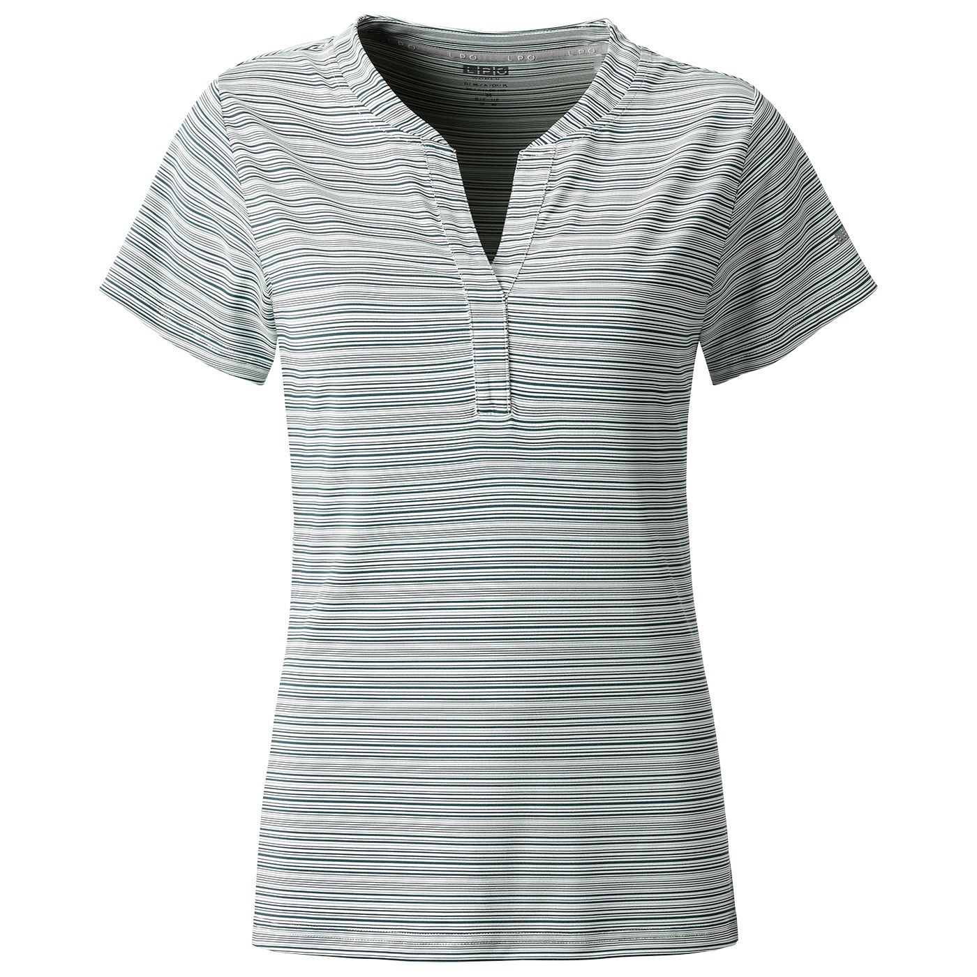 LPO Funktionsshirt »Damen Funktionsshirt Polly« Streifen-Melange-Optik, femininer Stehkragen Ausschnitt