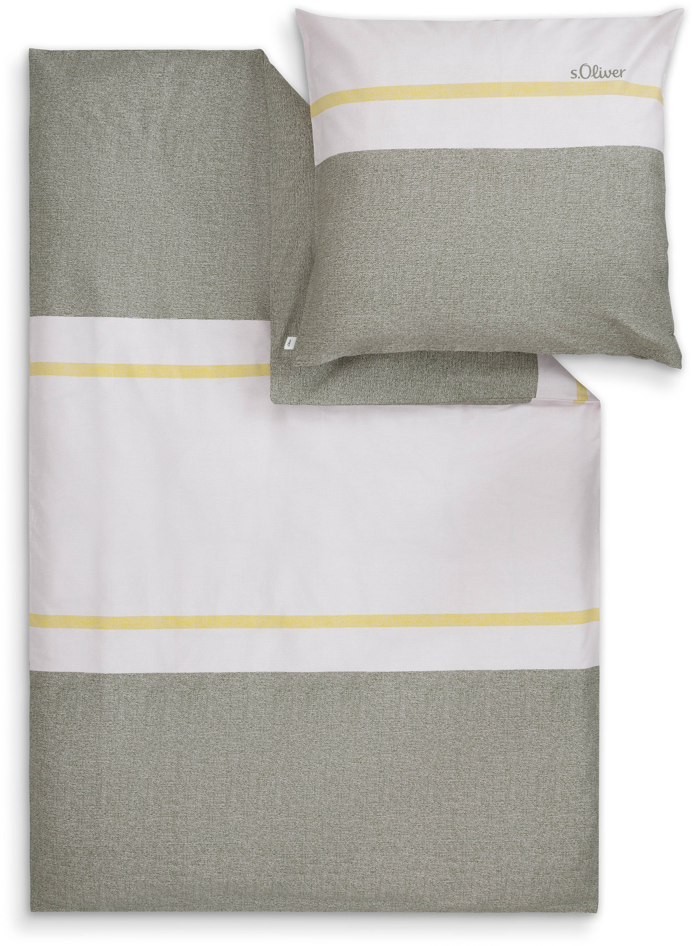 s.Oliver Bettwäsche »s.Oliver Satinbettwäsche« 2 Leinenstruktur mit modernem Farbstatement