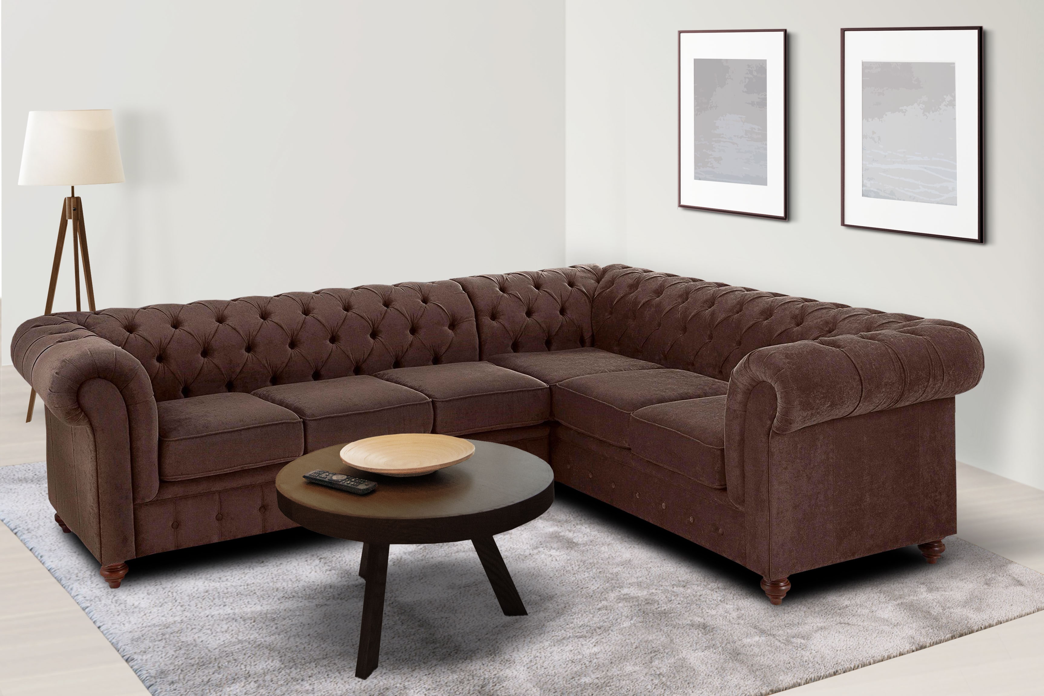 OTTO home Chesterfield-Sofa "Chesterfield Ecksofa, auch in Leder L-Form" hochwertige Knopfheftung, langer Schenkel links oder rechts wählbar