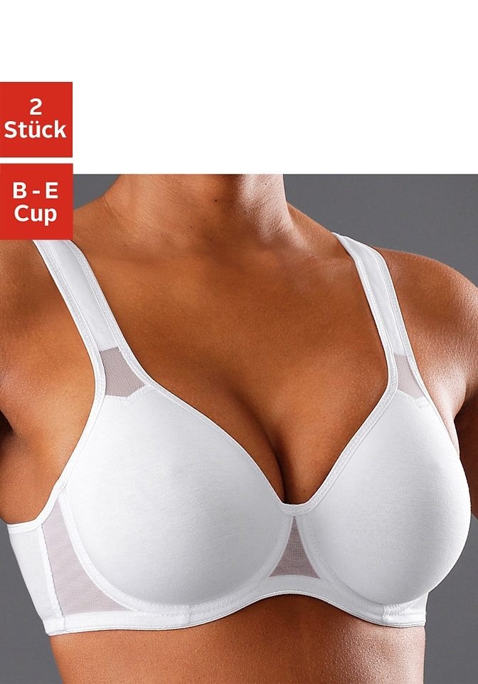 petite fleur by Lascana T-Shirt-BH Packung, mit Bügel & Netzeinsätzen, aus Baumwolle – auch ideal für große Größen
