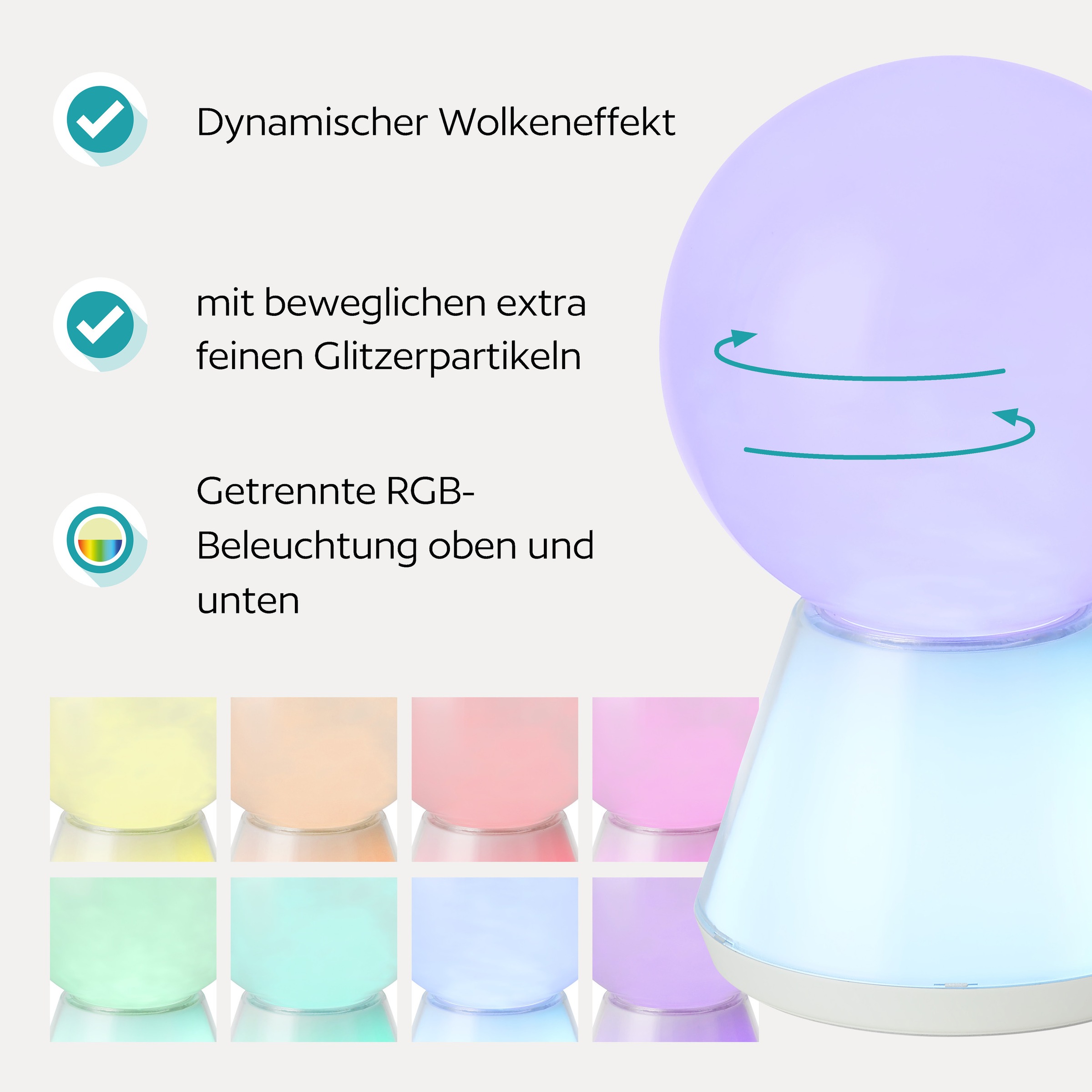 EGLO LED Tischleuchte »CLOUDS« LED-Modul 1 Stk. LED Glitzer Tischlampe Clouds, RGB Glitzerlampe mit Farbwechsel
