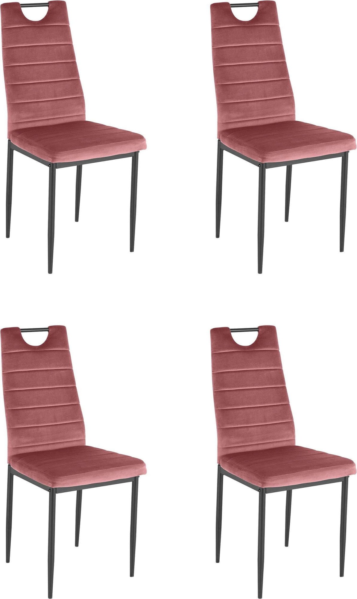 INOSIGN Essgruppe »Silvi-Mandy«, (Set, 5 tlg., Set 110 cm), Glastisch 110x110 cm mit 4 Stühlen (Veloursstoff), Gestell aus Metall
