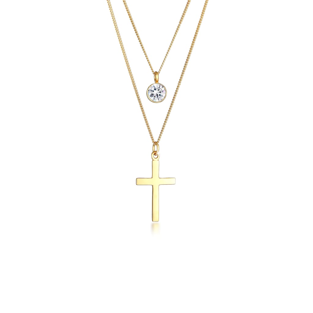 Elli Gliederkette »Layer Kreuz Kristalle 925 Silber« Elli Gliederkette »Layer Kreuz Kristalle 925 Silber«