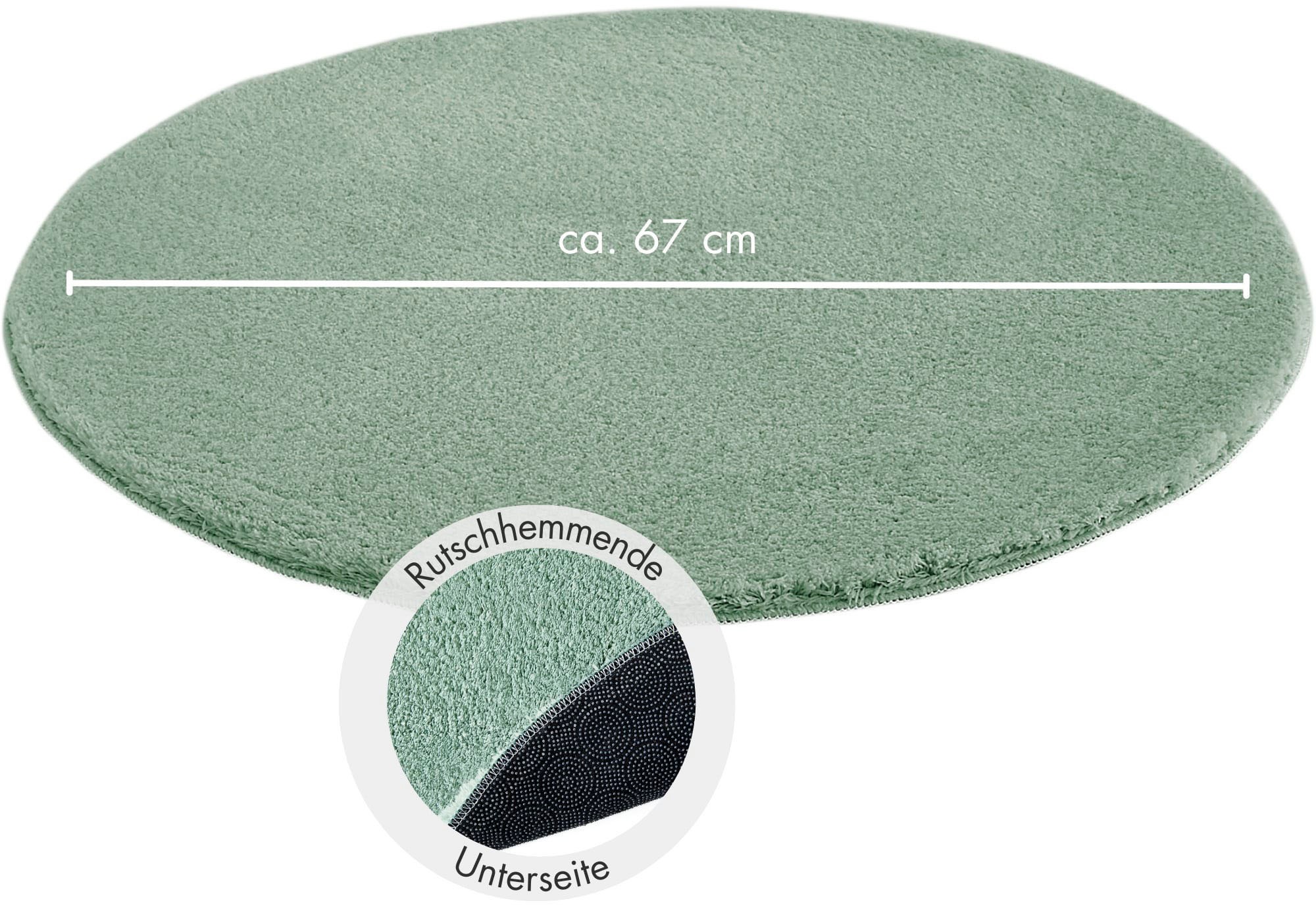 Andiamo Teppich »Arezzo«, rund, 16 mm Höhe, Uni Farben, weicher Flor, waschbar, ideal im Wohnzimmer & Schlafzimmer