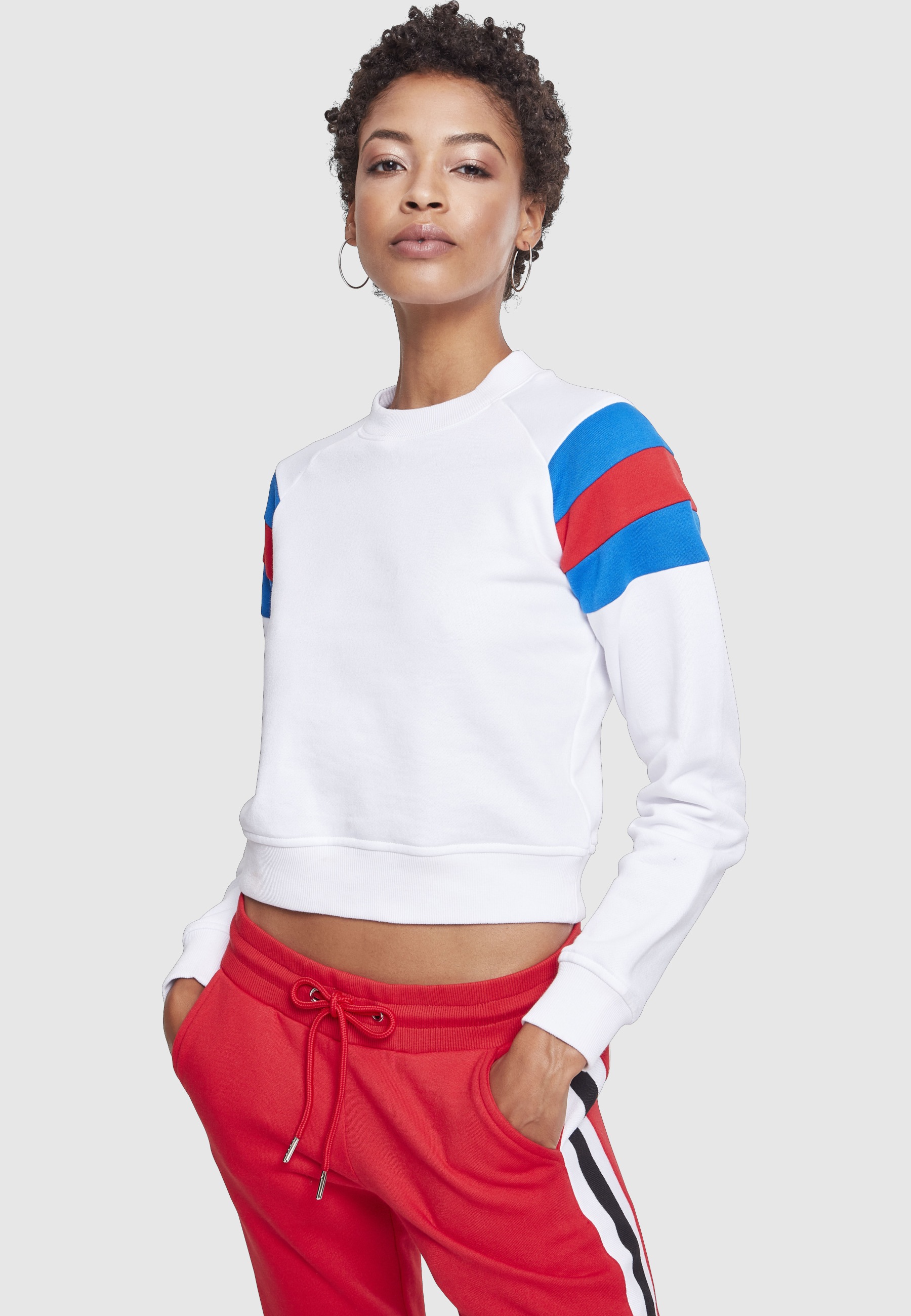 URBAN CLASSICS Sweatshirt »Urban Classics Damen Ladies Sleeve Stripe Crew«, 1 Stk.
