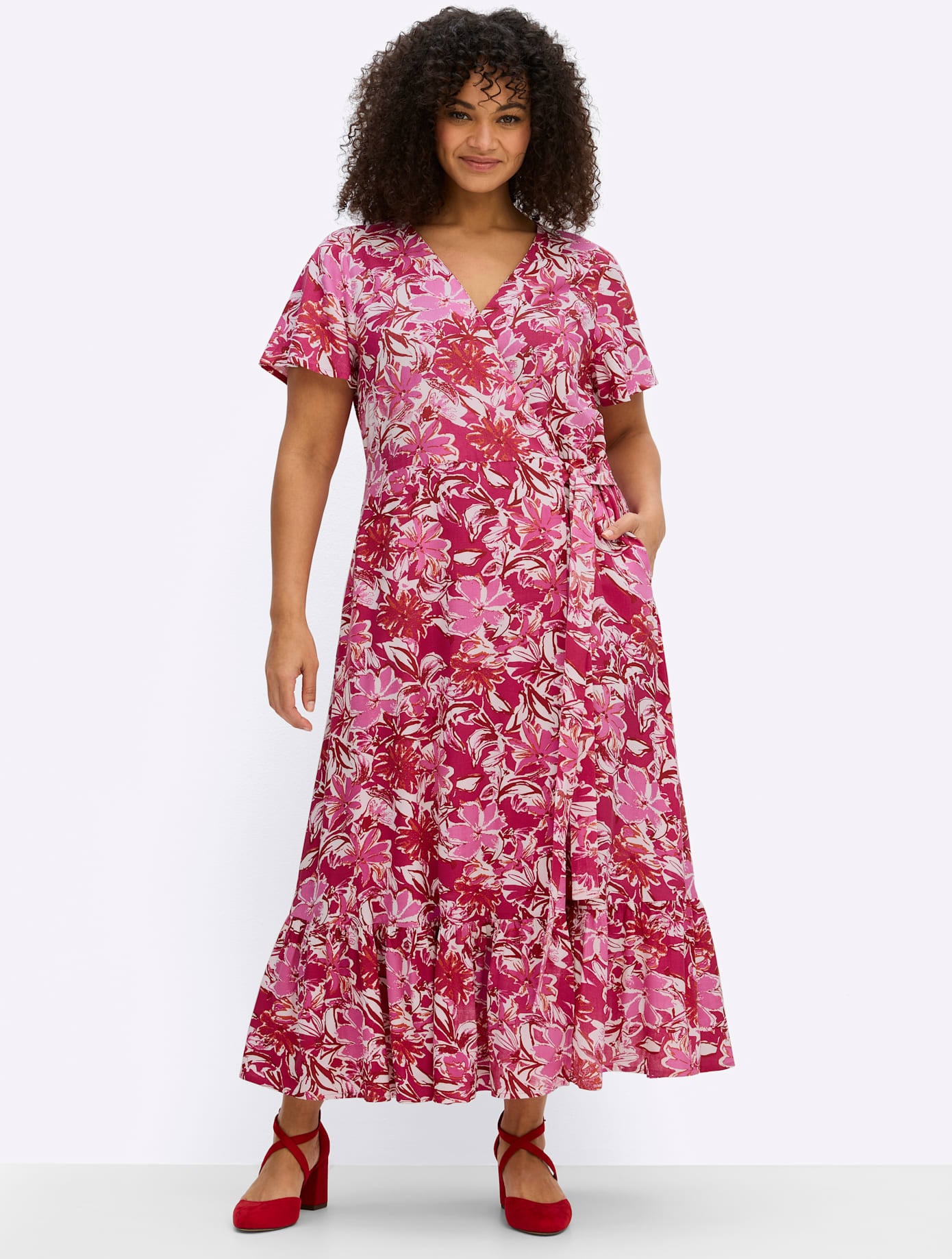 sheego by Joe Browns Wickelkleid "Kleid" Nahttasche