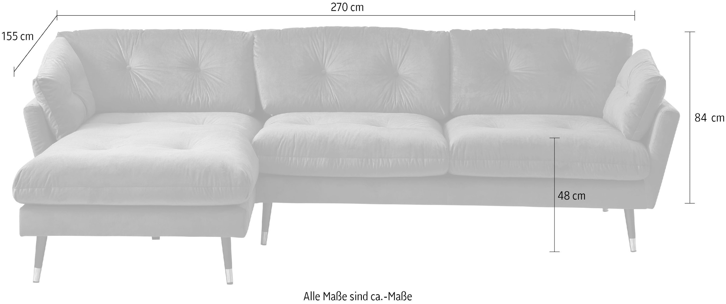 Trends by HG Ecksofa »Japan L-Form«, mit Fuß in Holz-Metallkombination, Recamiere rechts oder links