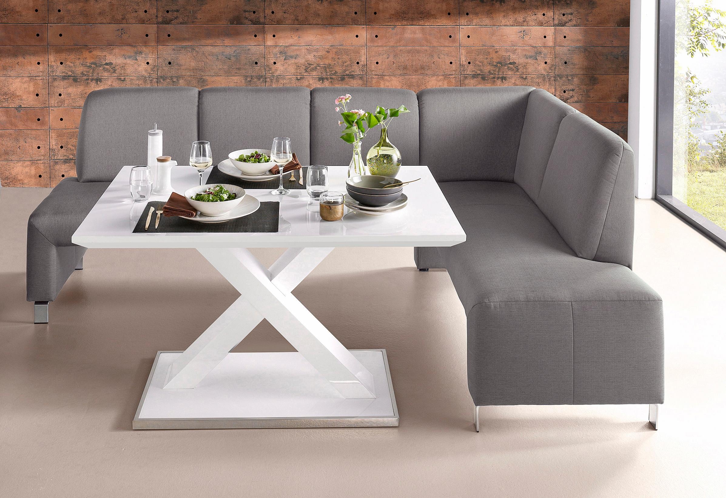 exxpo - sofa fashion Eckbank "Intenso, viele Bezugsstoffe Cord, Struktur 243/158 cm (B/T)" hohe Bodenfreiheit, frei im Raum stellbar, hoher Sitzkomfort