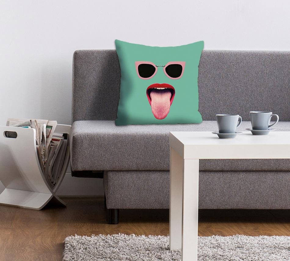 queence Dekokissen »»Mund + Brille«« in intensiven Farben, Kissenhülle ohne Füllung, 1 Stück