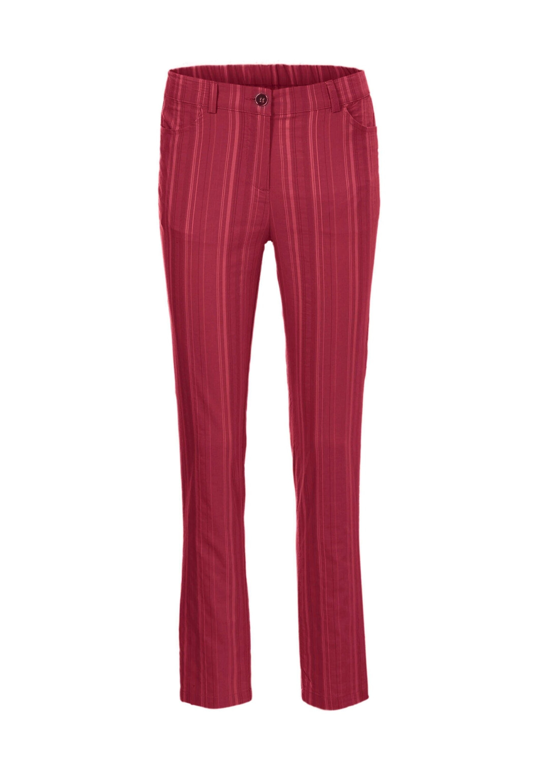Stoffhose GOLDNER "Sportliche Strukturhose in elastischer Ware", Damen, Gr. 50, N-Gr, rot, Obermaterial: 45% Elastomultiester ELE. 44% Baumwolle CO. 7% Viskose CV. 4% Polyester PES., Hosen Stoffhose