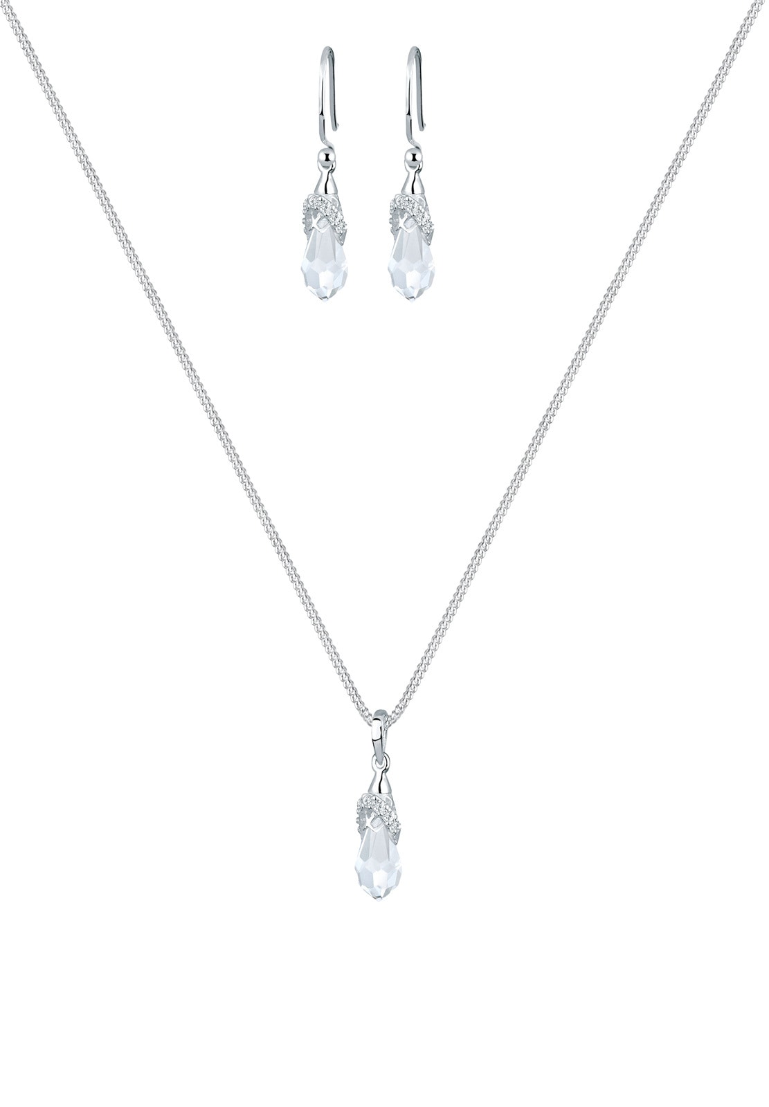 Elli Schmuckset »Ohrstecker und Kette Tropfen Kristalle«