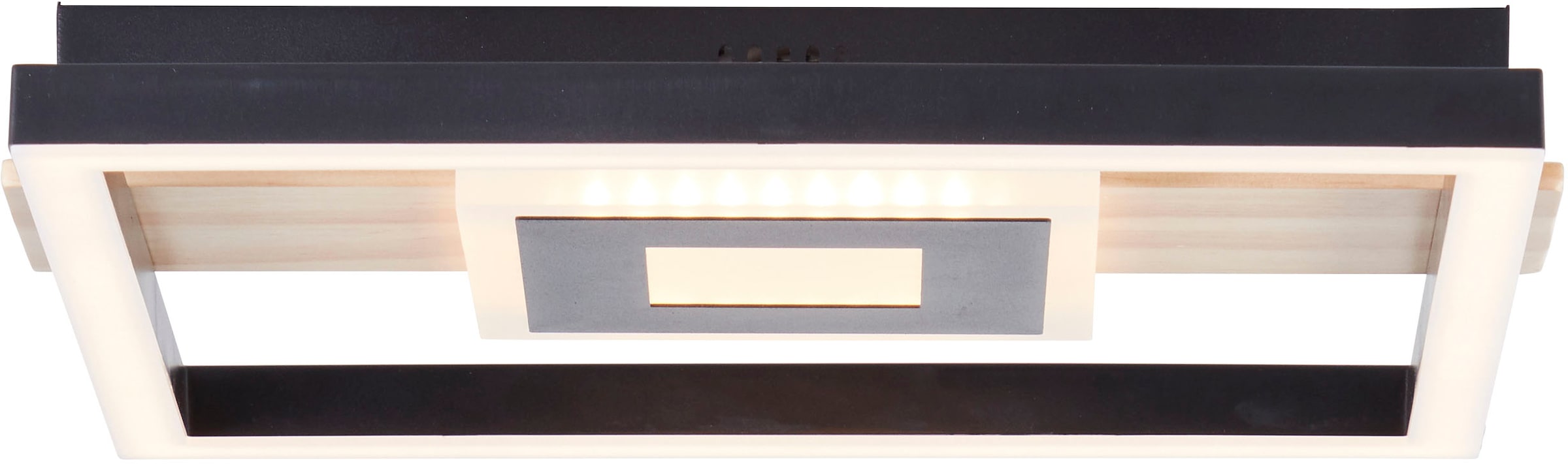 my home LED Deckenleuchte »Lysann Deckenlampe«, 30 x 28 cm, 24 W, 2600 lm, 3000 K, Holz/Metall, braun/schwarz