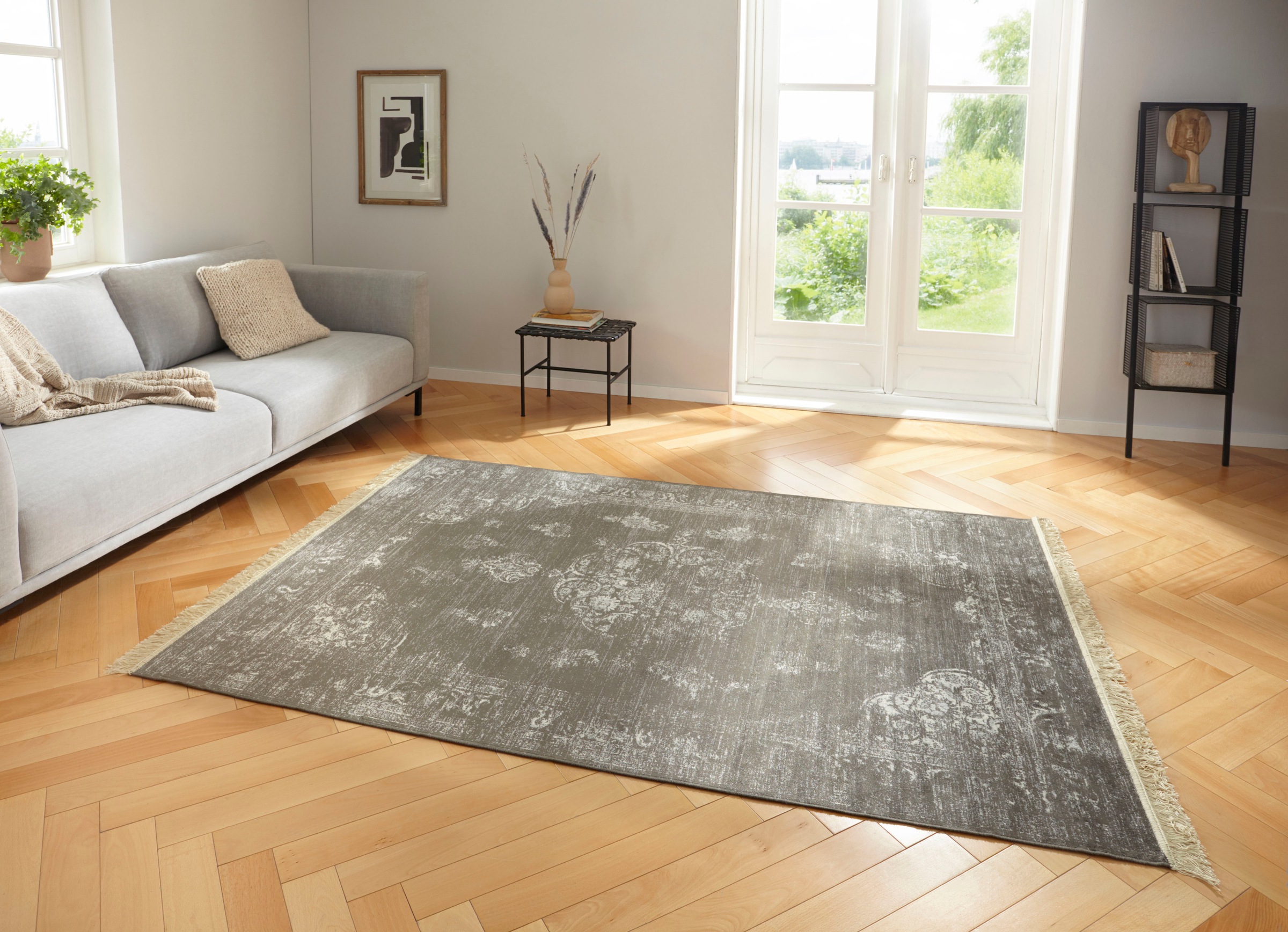 NOURISTAN Designteppich »Keshan Diyala«, rechteckig, 3 mm Höhe, Viskose mit Fransen, Orient Design