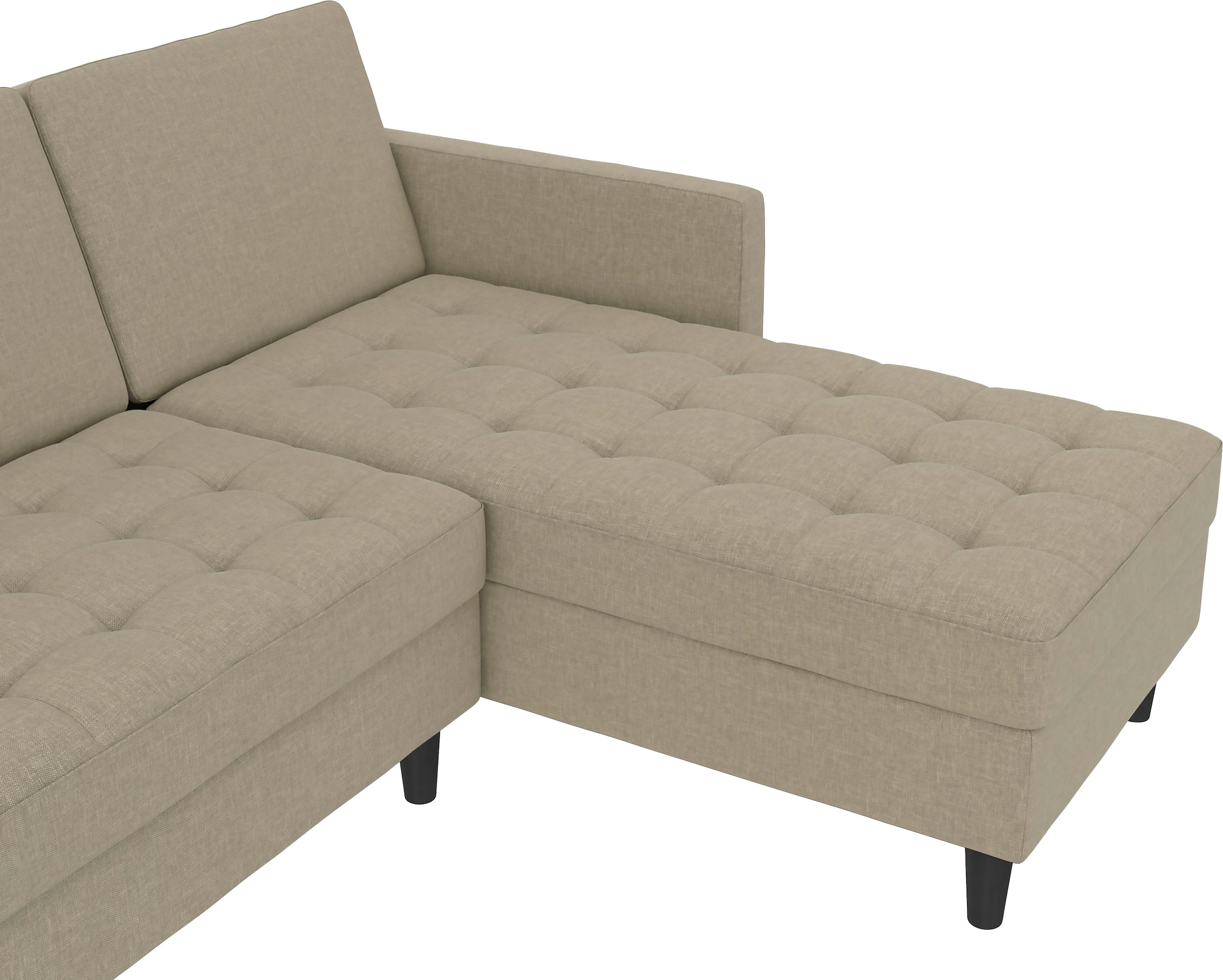Dorel Home Ecksofa »Presley, L-Form,«, Ecksofa mit Bett-Funktion und Stauraum, verstellbare Rückenlehne