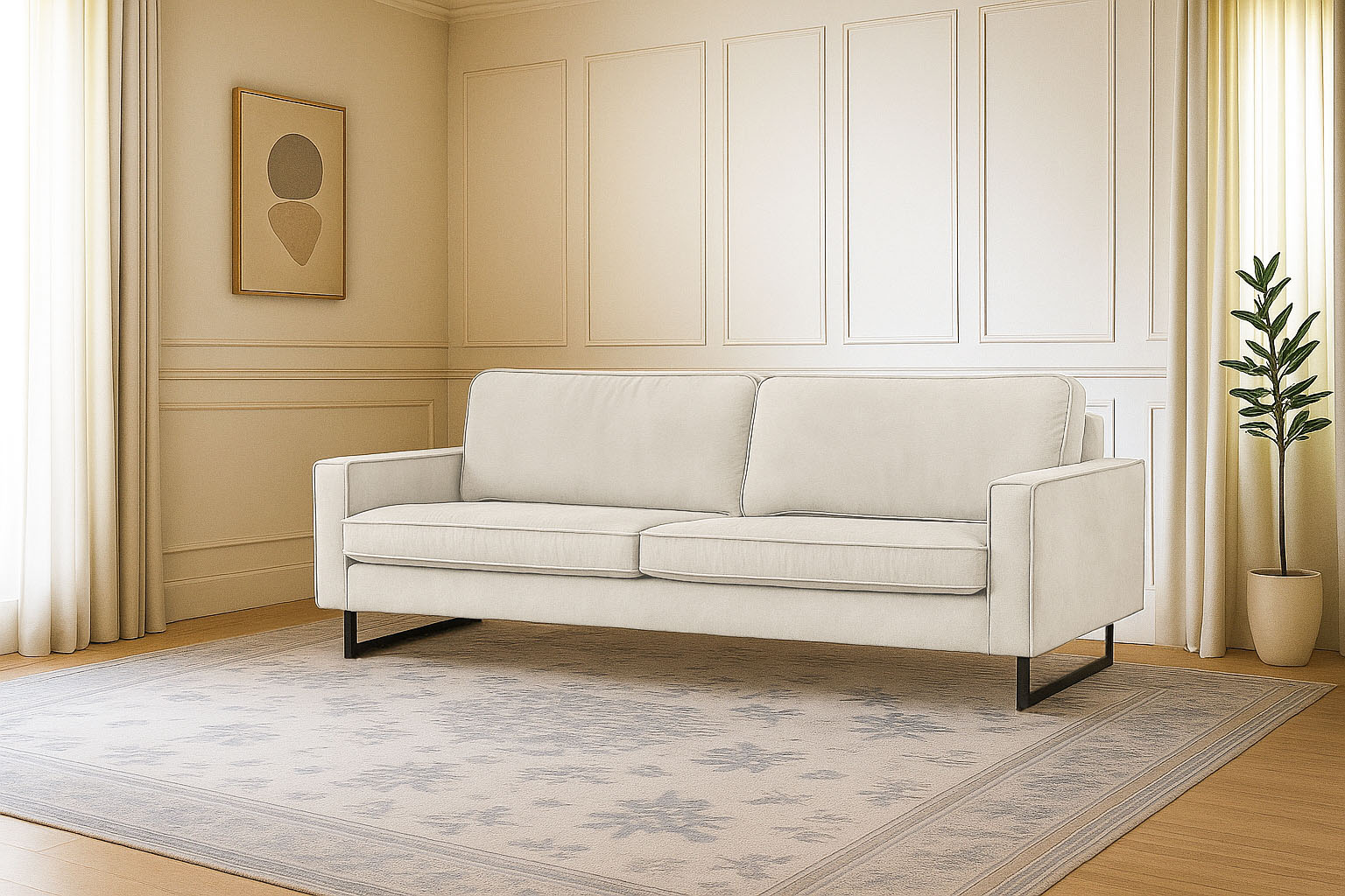 OTTO home 3-Sitzer "Maxi-Ausführung Pinto, 236 cm, Cord, Chenille, Lederoptik" mit Keder, schwarze Metallfüße, Wellenunterfederung