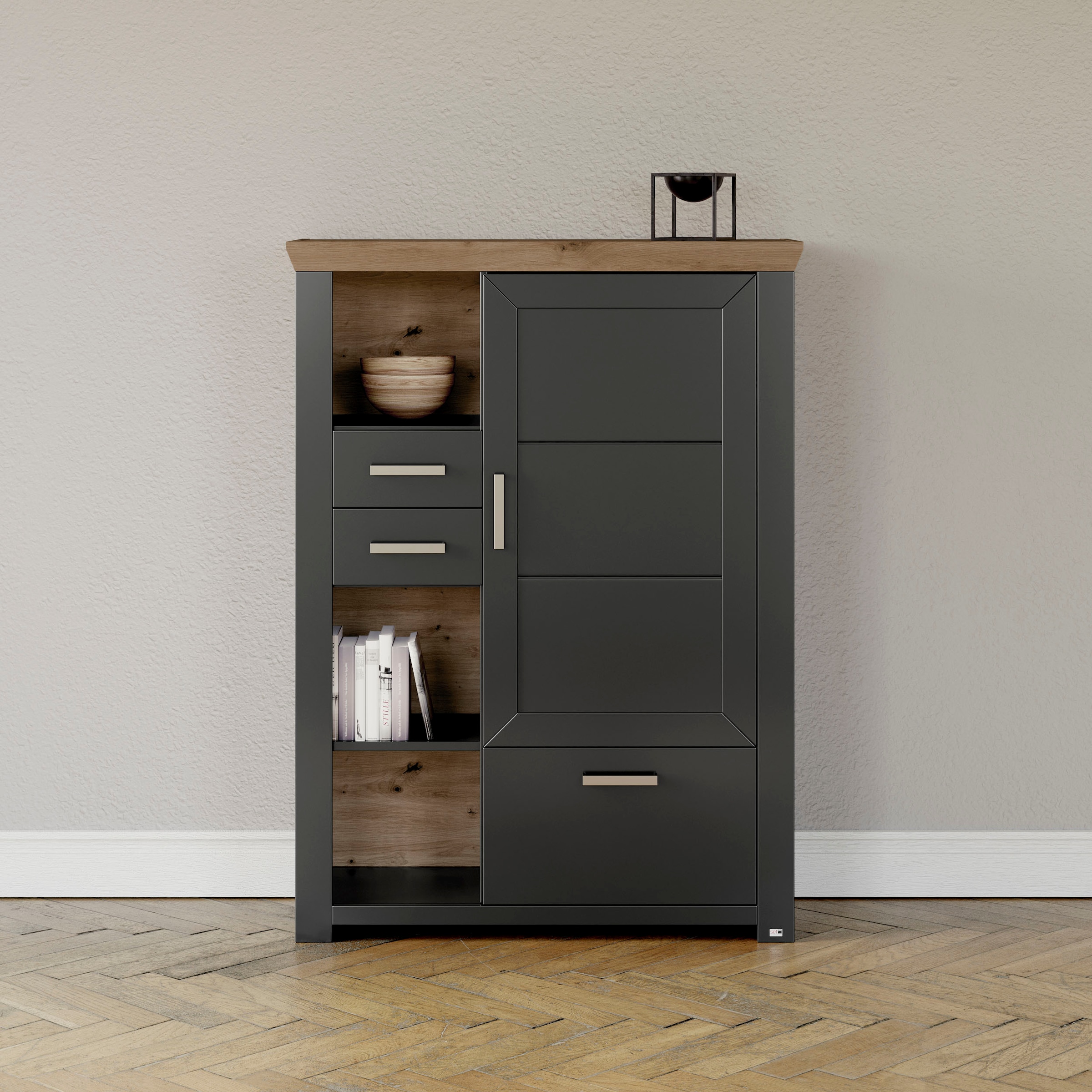 set one by Musterring Highboard "York", Typ 25 und 26, in 3 Farbvarianten, Beleuchtung optional, Breite 105 cm