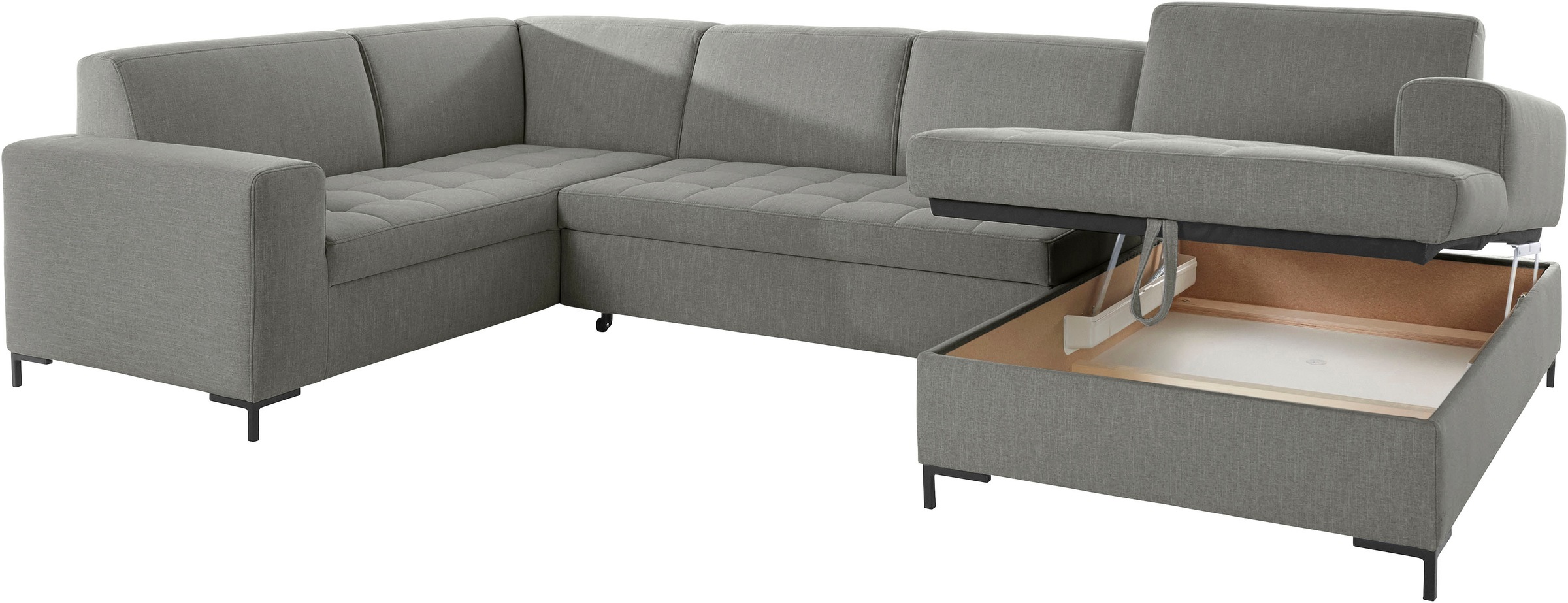 OTTO products Wohnlandschaft »Grazzo U-Form«, hochwertige Stoffe aus recyceltem Material, Steppung im Sitzbereich