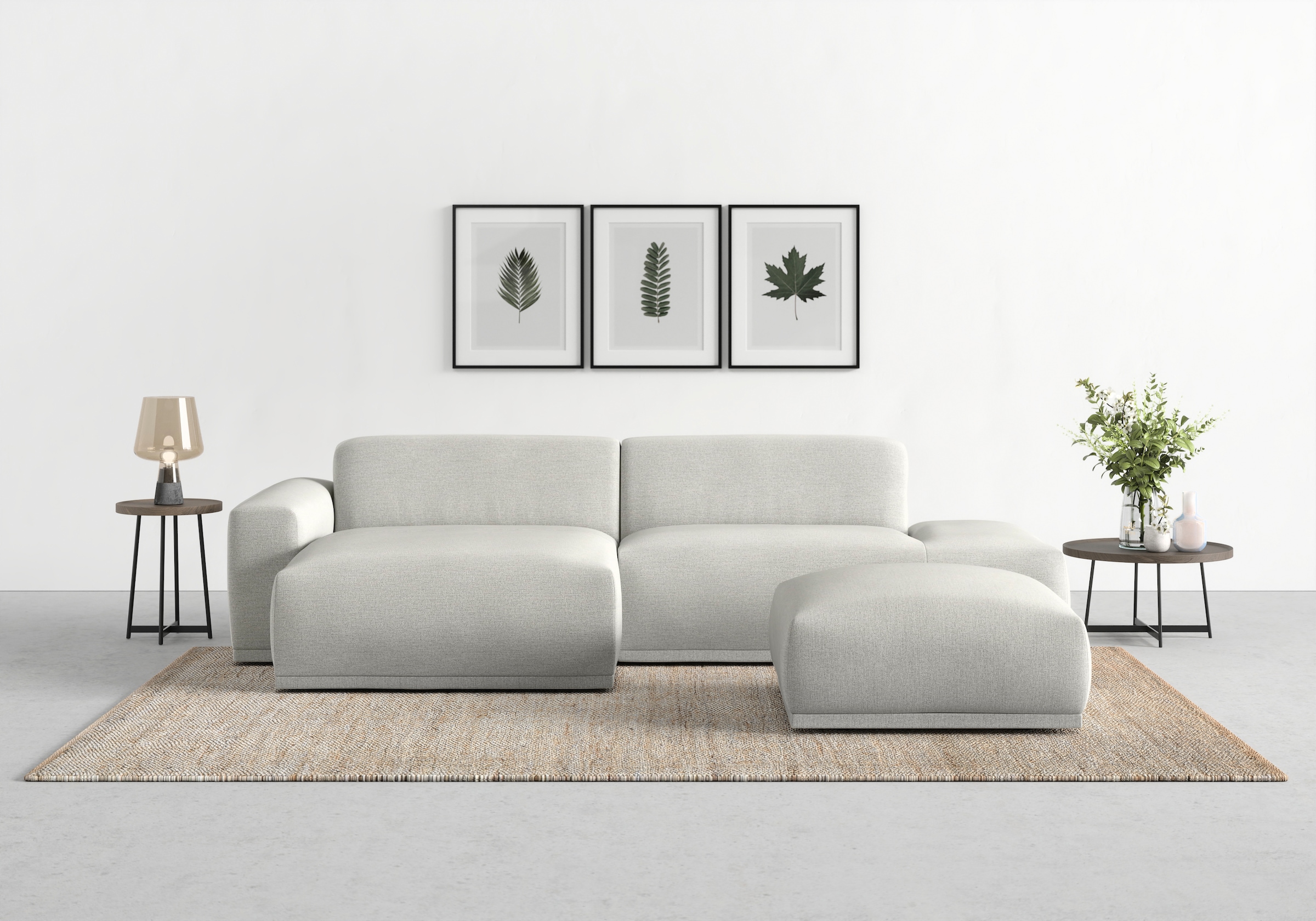 TRENDMANUFAKTUR Ecksofa Braga, aus 2 Teilen, moderner Cord-Stoff