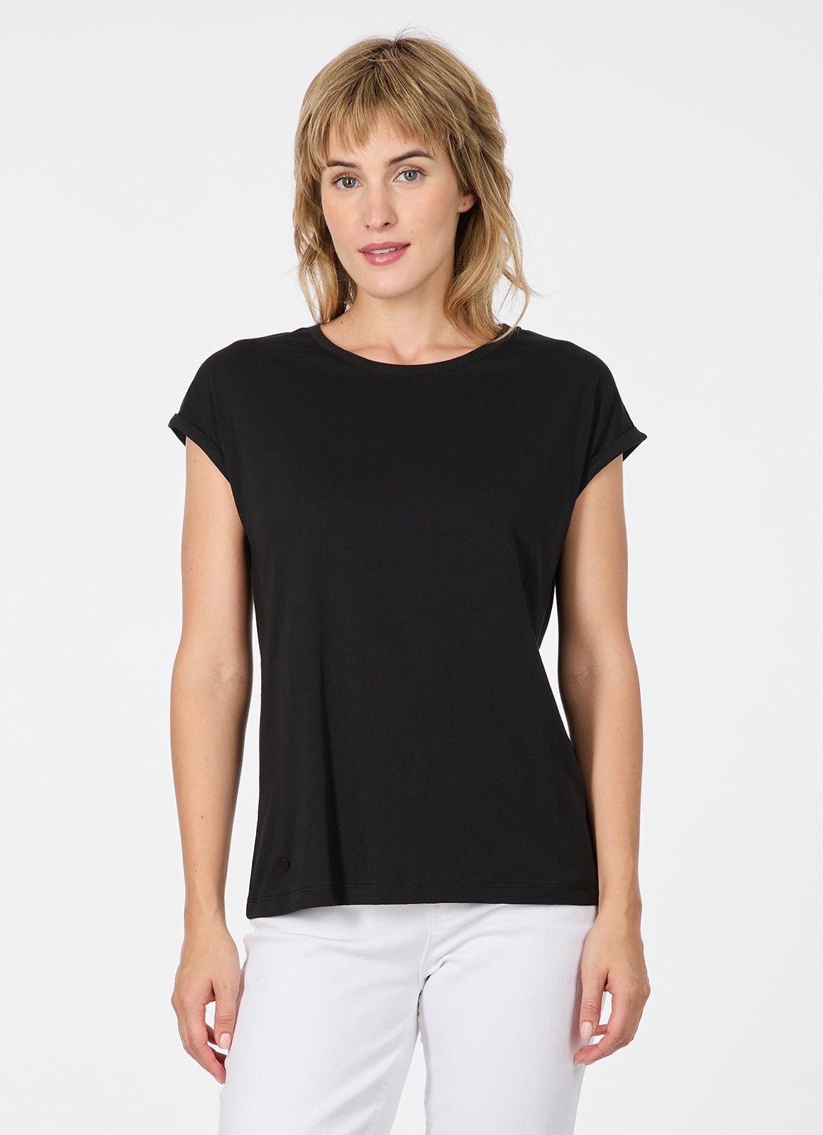 Kurzarmshirt RAGWEAR "DIONA", Damen, Gr. L, schwarz, Jersey, Obermaterial: 50% Baumwolle, 50% Modal, unifarben, normal, Rundhals, Shirts, Bestseller aus fließender Baumwoll-Modal-Mischung